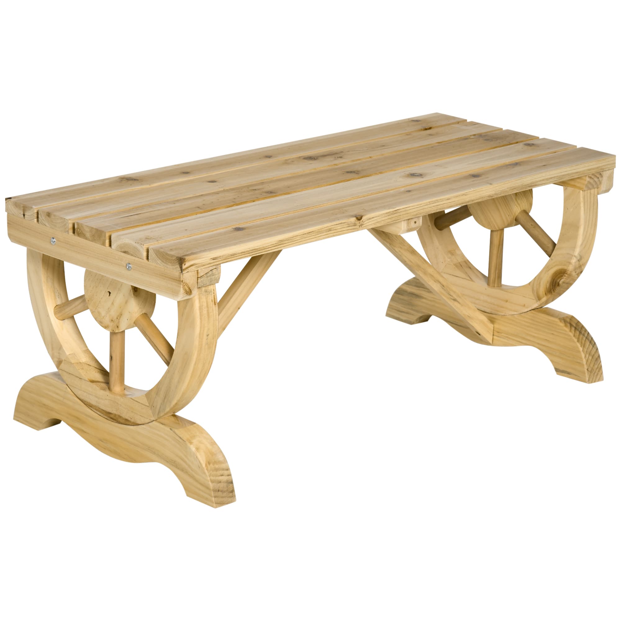 Outsunny Banc de Jardin en Bois Résistant aux Intempéries Banquette de Jardin Rustique Naturelle 98 x 50 x 39,5 cm