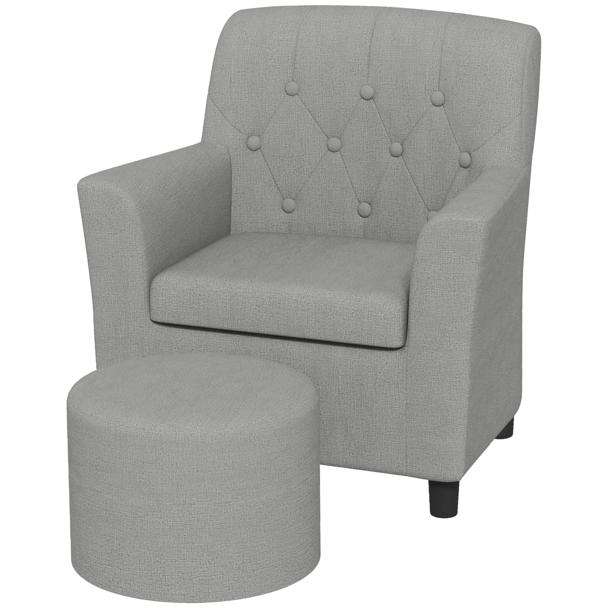 AIYAPLAY Fauteuil pour enfants avec repose-pieds, dossier à motif en losange, siège doux, cadre en bois, gris
