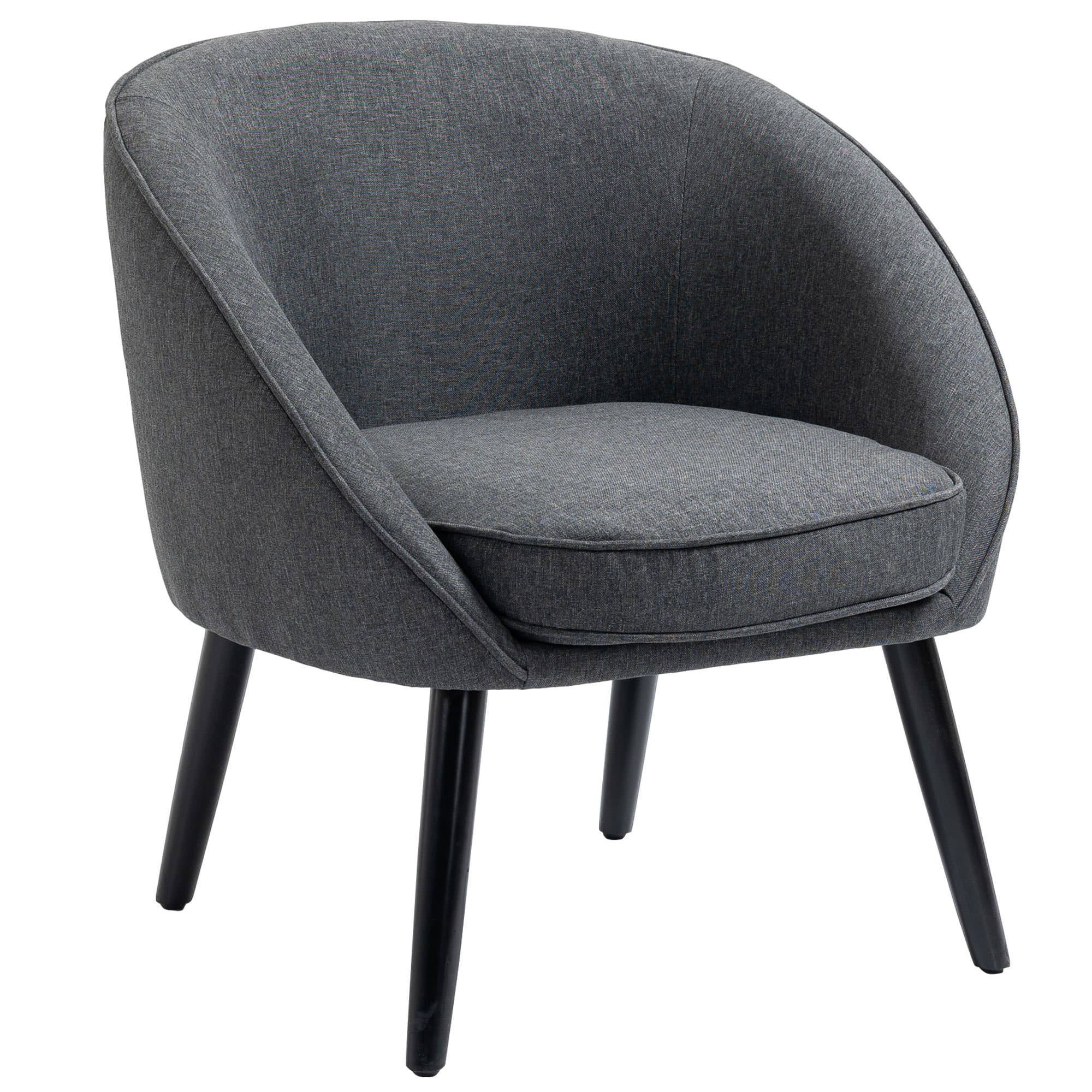 HOMCOM Fauteuil d'Appoint Fauteuil de Salon Chaise Rembourrée pour Salon, Chambre, Salle à Manger, Moderne avec Aspect Lin Bois Gris 71x65x75cm