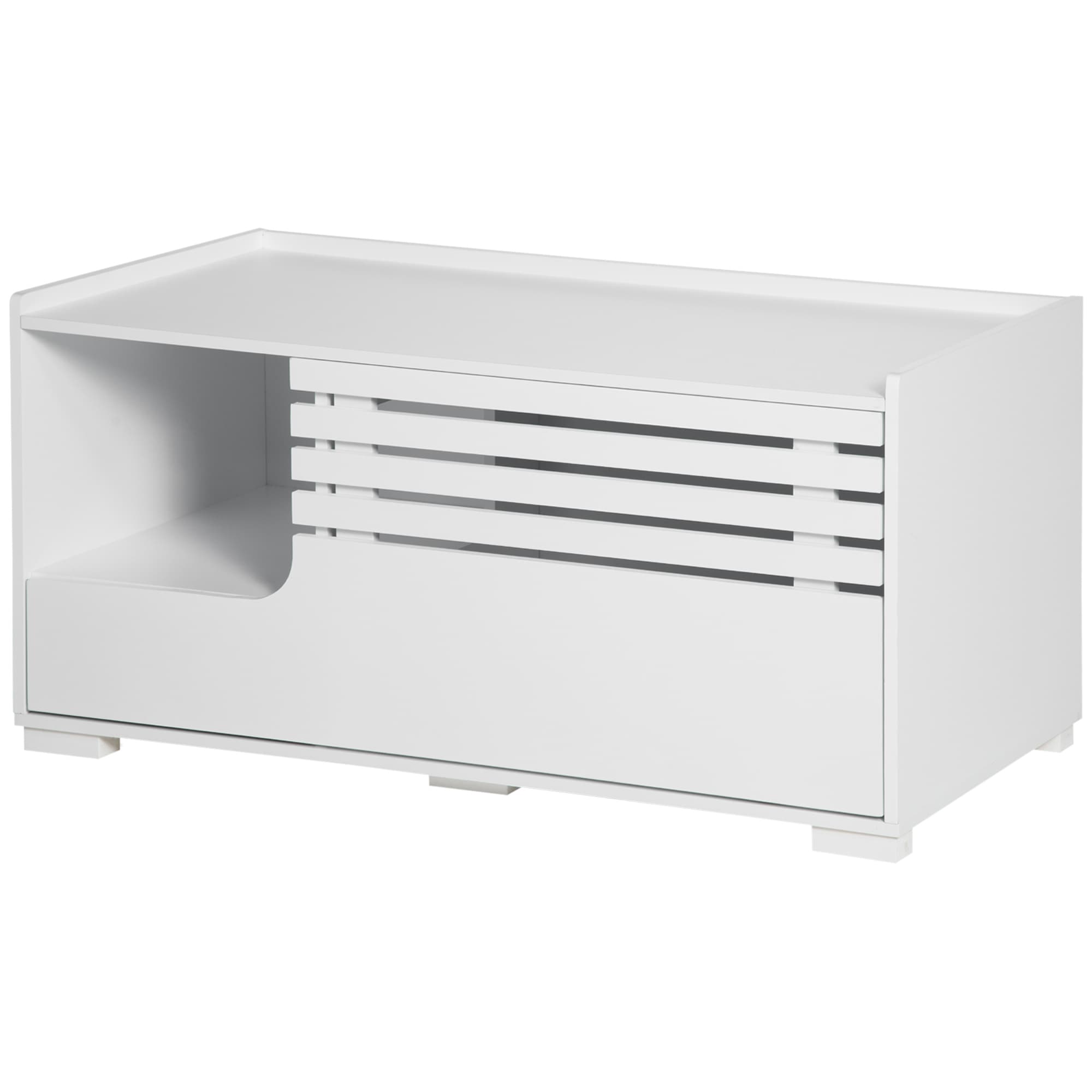 PawHut Katzenschrank avec 2 étagères Design 2 en 1 Porte magnétique Blanc