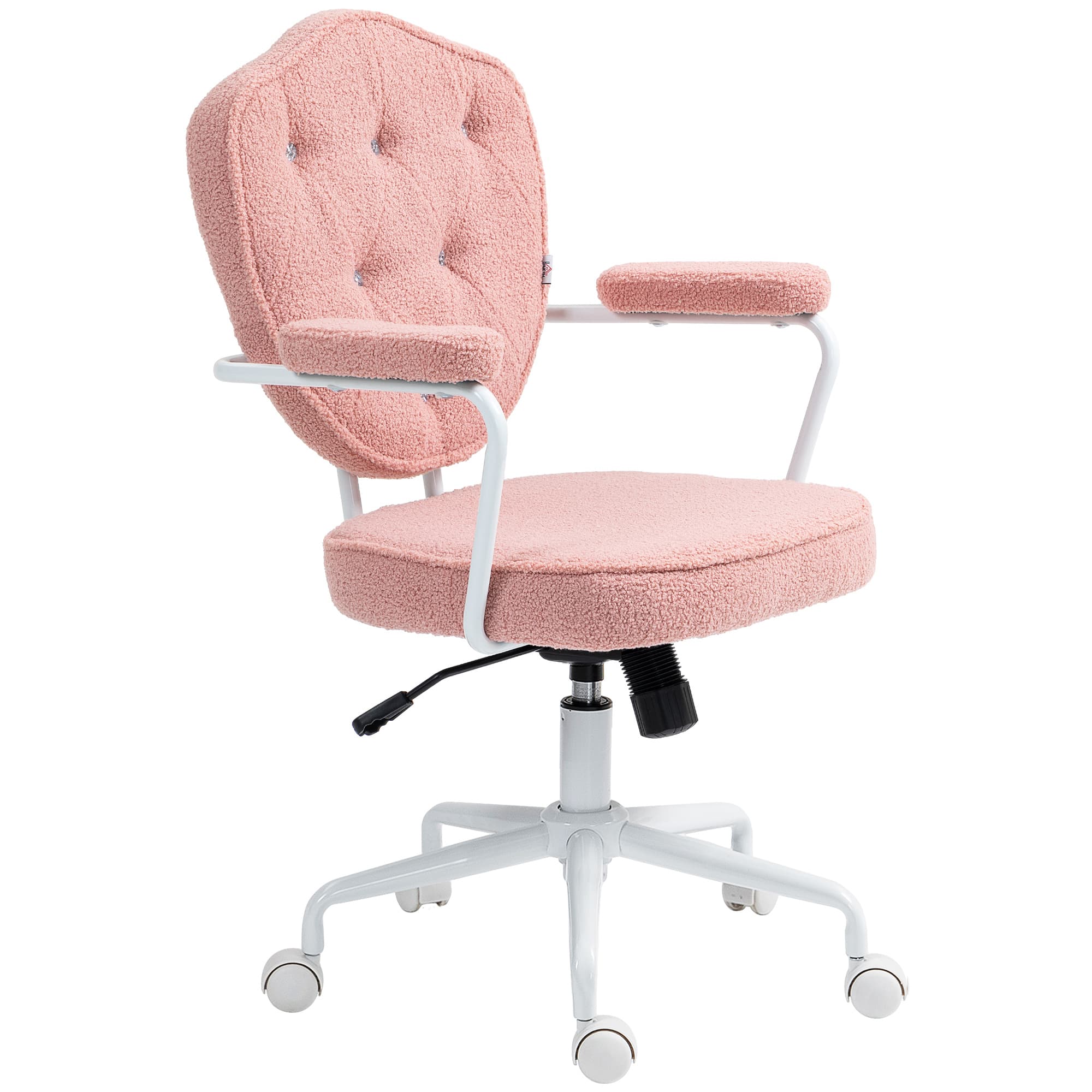 HOMCOM Chaise de Bureau Élégante avec Revêtement Boutonné et Doux, Réglable en Hauteur, Rosa