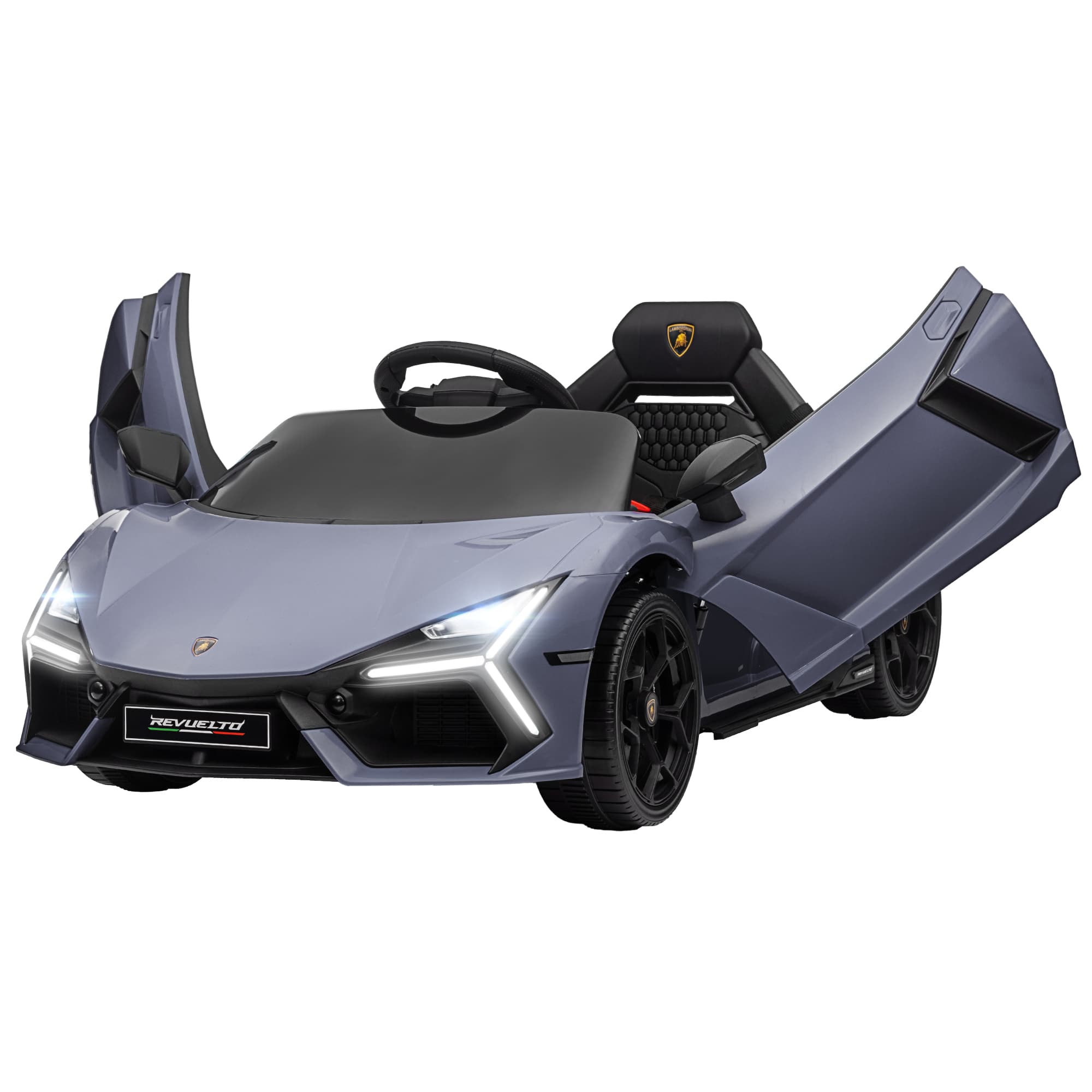AIYAPLAY Voiture électrique pour enfants de 3 à 5 ans, transmission douce, télécommandable, avec klaxon, plastique et métal, Gris