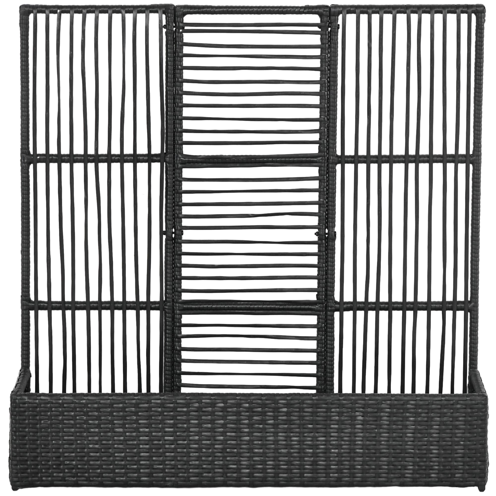 Outsunny Jardinière avec treillis, résistante aux intempéries, en rotin de polyéthylène, 103 x 103 x 29 cm, Noir