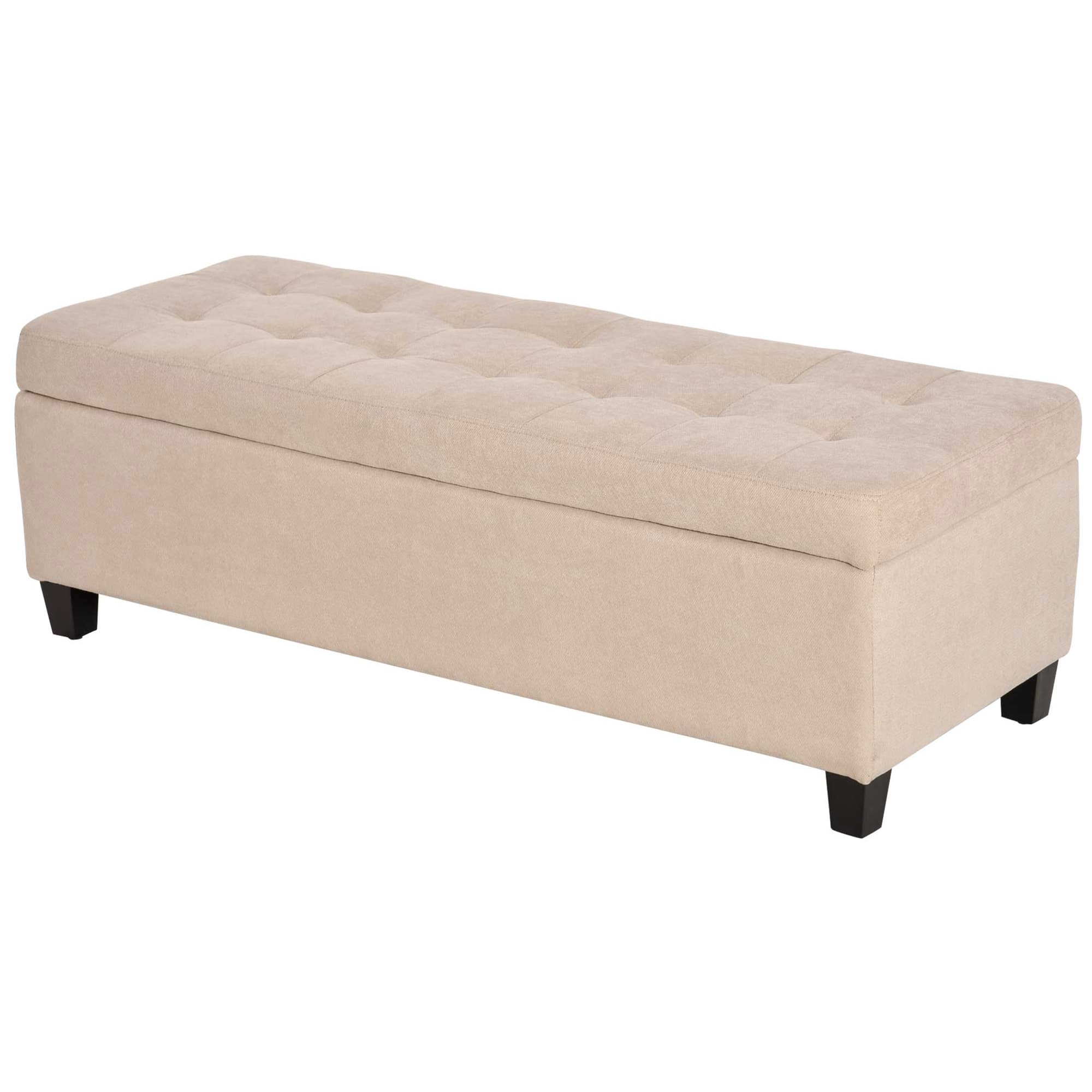 HOMCOM Banc rembourré avec espace de rangement, finitions boutonnées, jusqu'à 120 kg, 125 x 49 x 41,5 cm, Beige