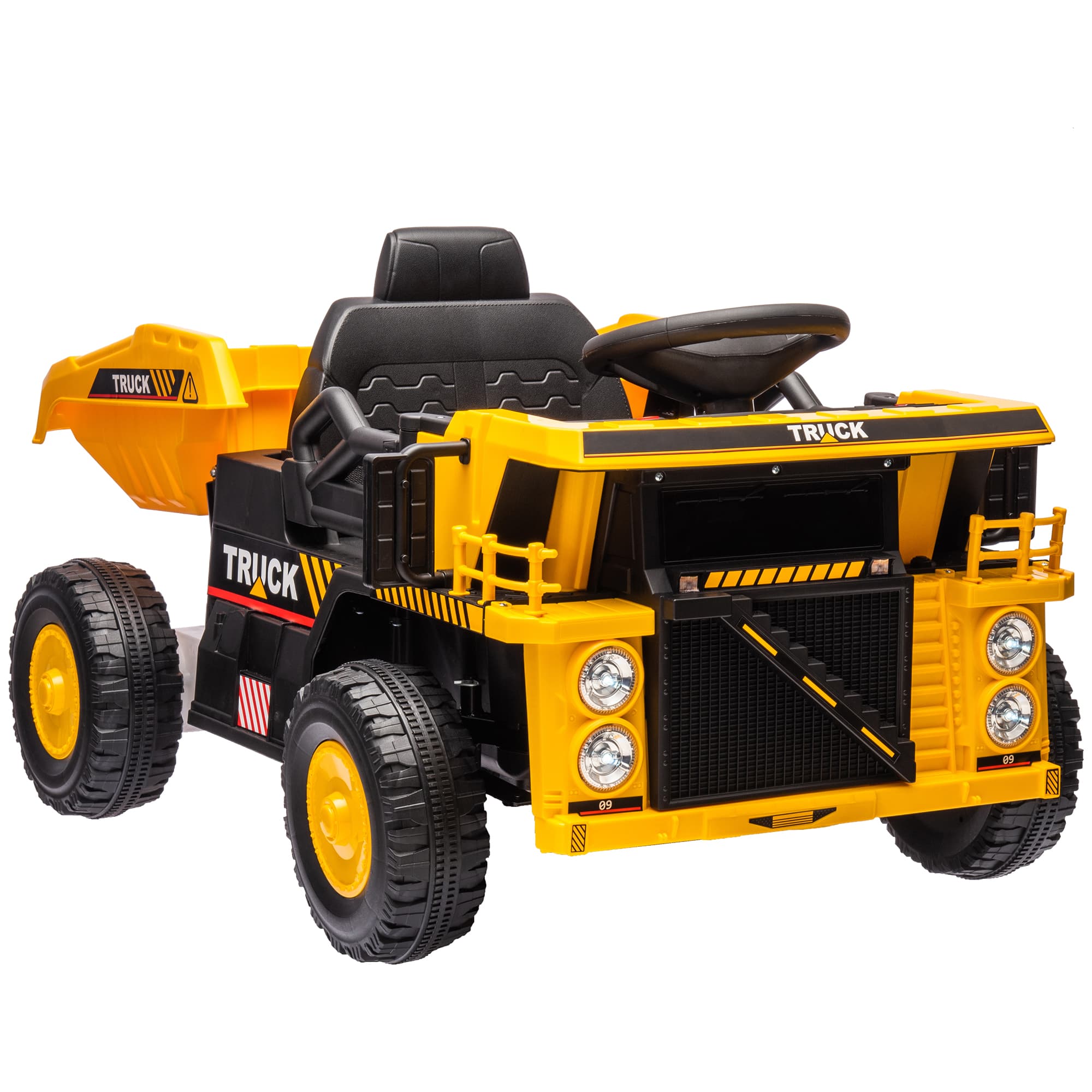 AIYAPLAY Camion Benne Électrique, 3-6 km/h, Voiture à Pousser, Benne basculante, Lumières & Musique, pour 3-5 ans