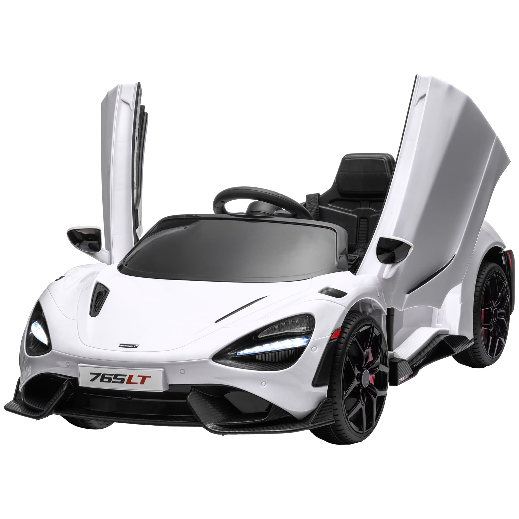 AIYAPLAY Voiture Électrique pour Enfants avec Portes Papillon, Télécommande, Démarrage en Douceur et LED, Blanc
