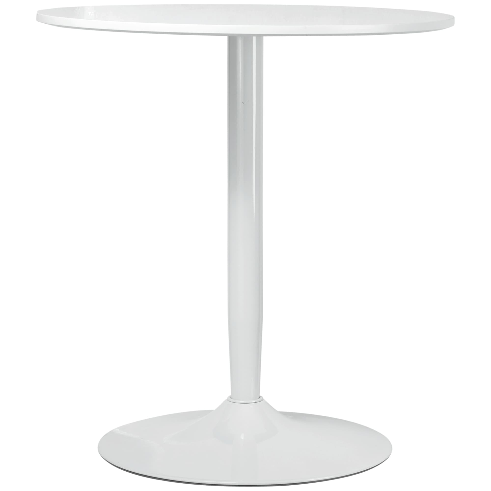 HOMCOM Table à manger pour 2 personnes, plateau rond, pied en acier, blanc, 70 x 70 x 75 cm