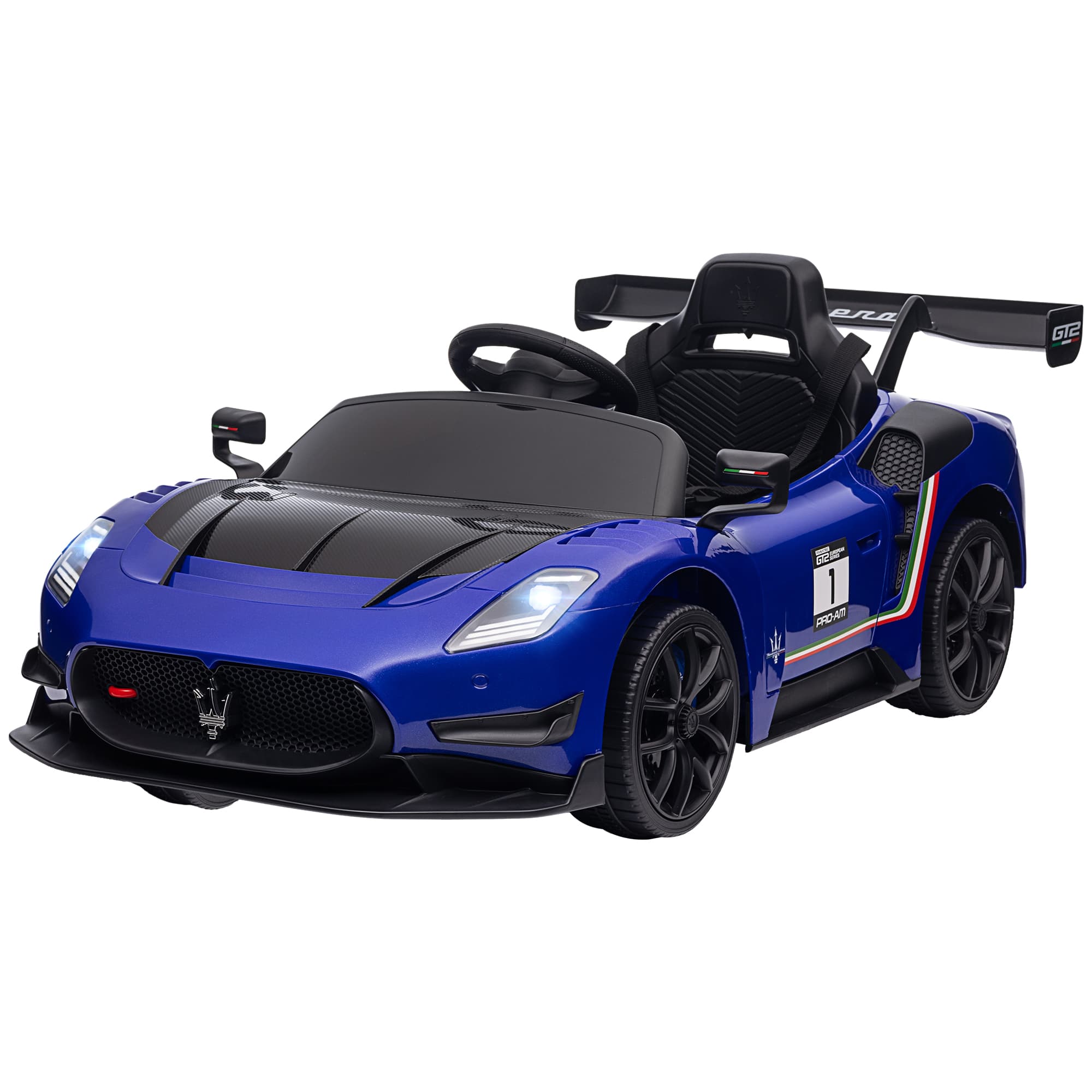 AIYAPLAY Voiture électrique pour enfants 12V, sous licence, télécommande, roues amorties, Bleu, 115x60x45 cm