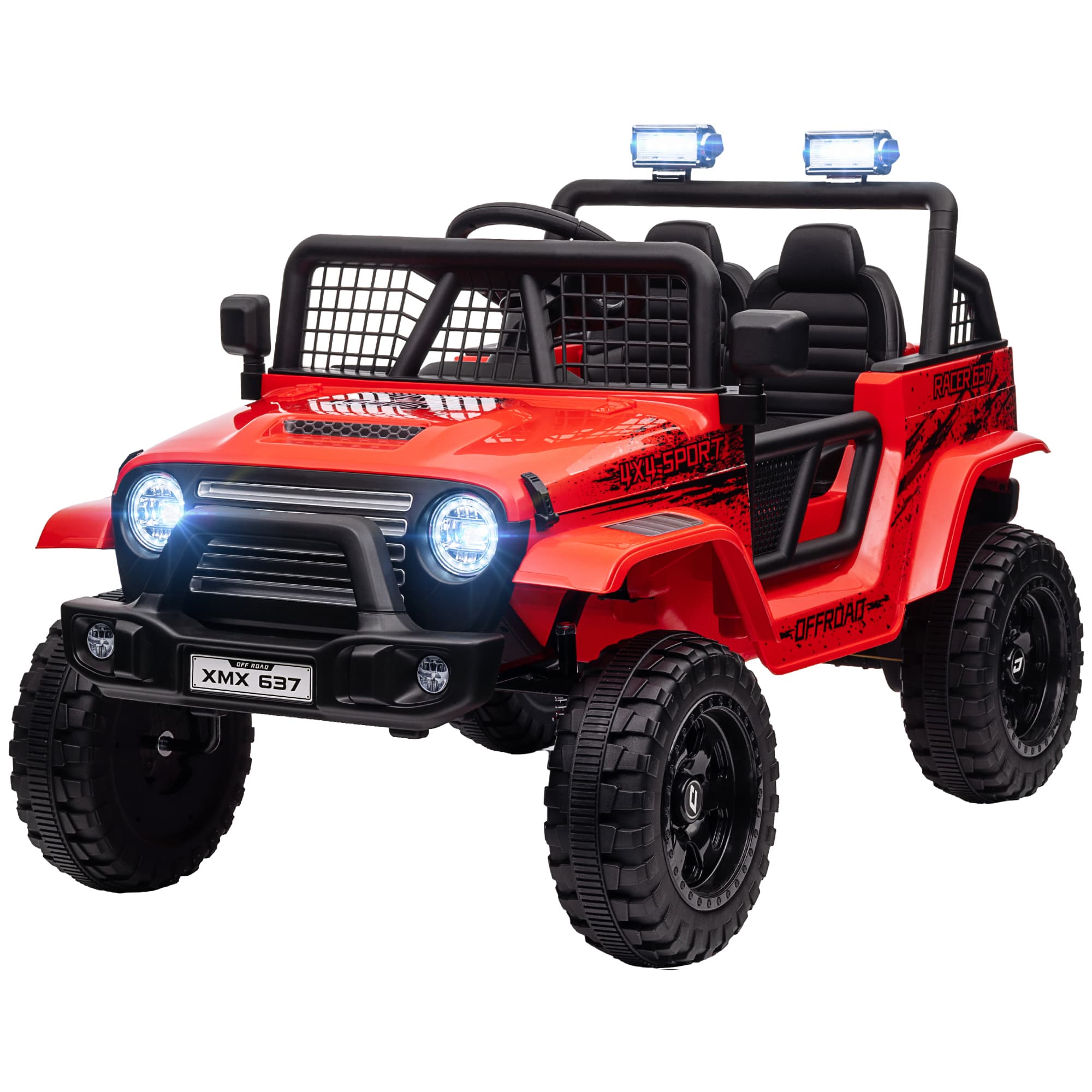 AIYAPLAY Voiture électrique pour enfants avec suspension douce, télécommandée, lumières LED, klaxon, moteurs 12V, en plastique et métal, Rouge