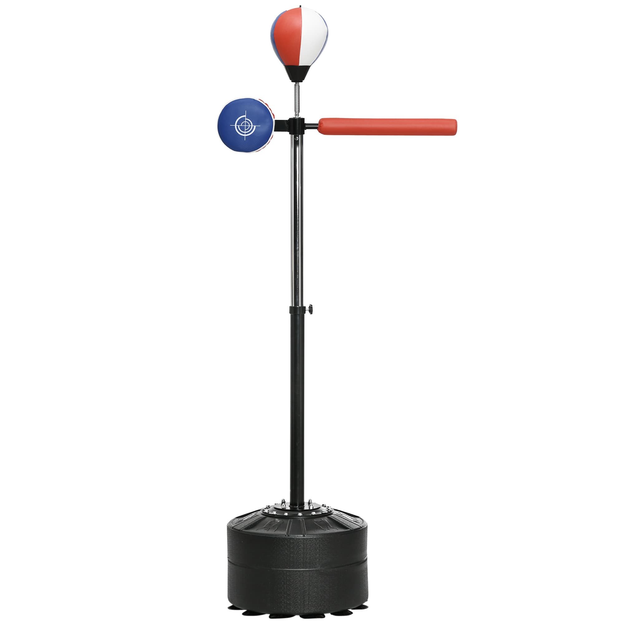 SPORTNOW Support de boxe, réglable en hauteur, barre de réflexe, Pratze, speedball, base remplissable, 80,5 x 48 x 163-205 cm