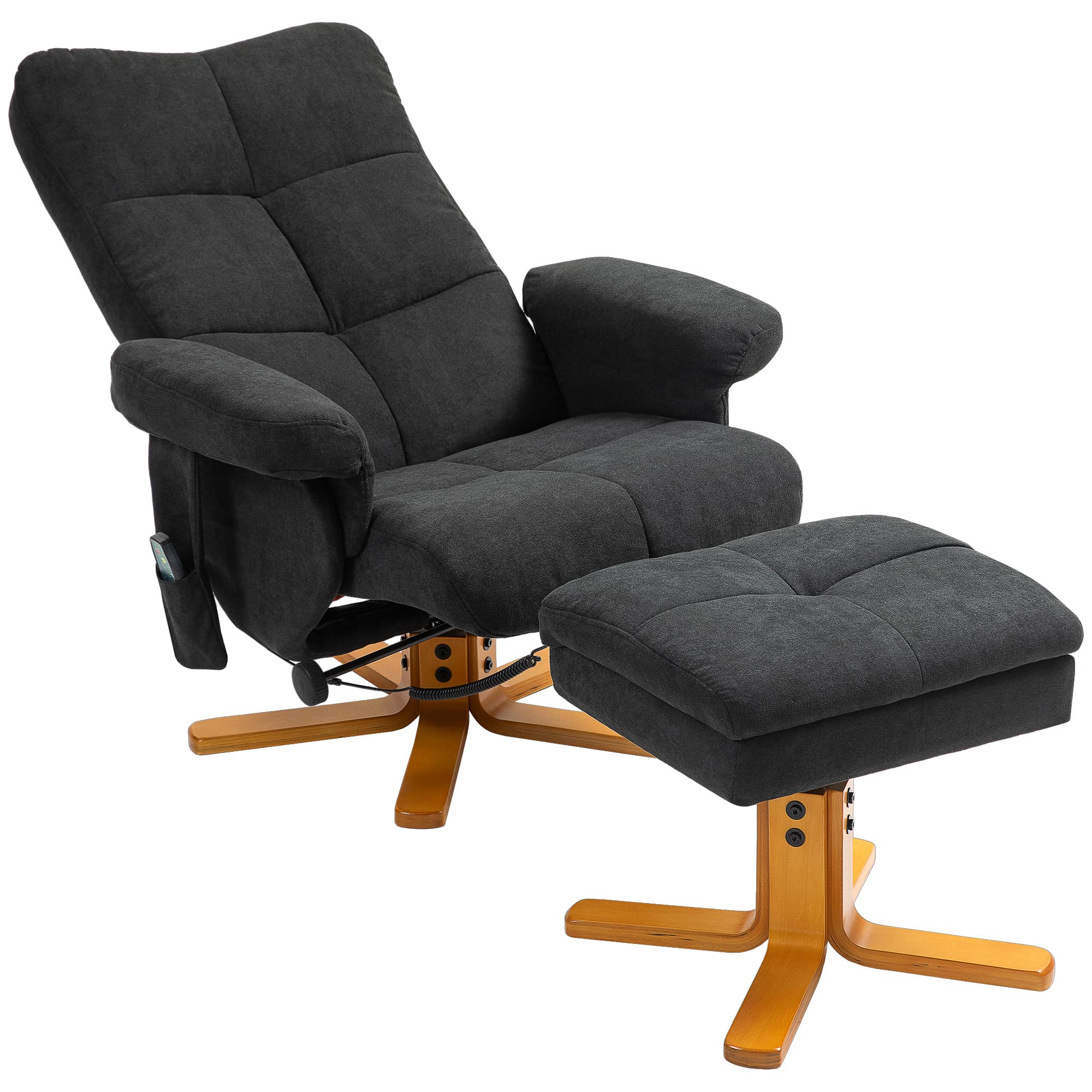 HOMCOM Fauteuil de Massage avec Fonction de Couchage et Repose-Pieds, Inclinaison à 145°, Polyester, 80 x 86 x 99 cm, Noir