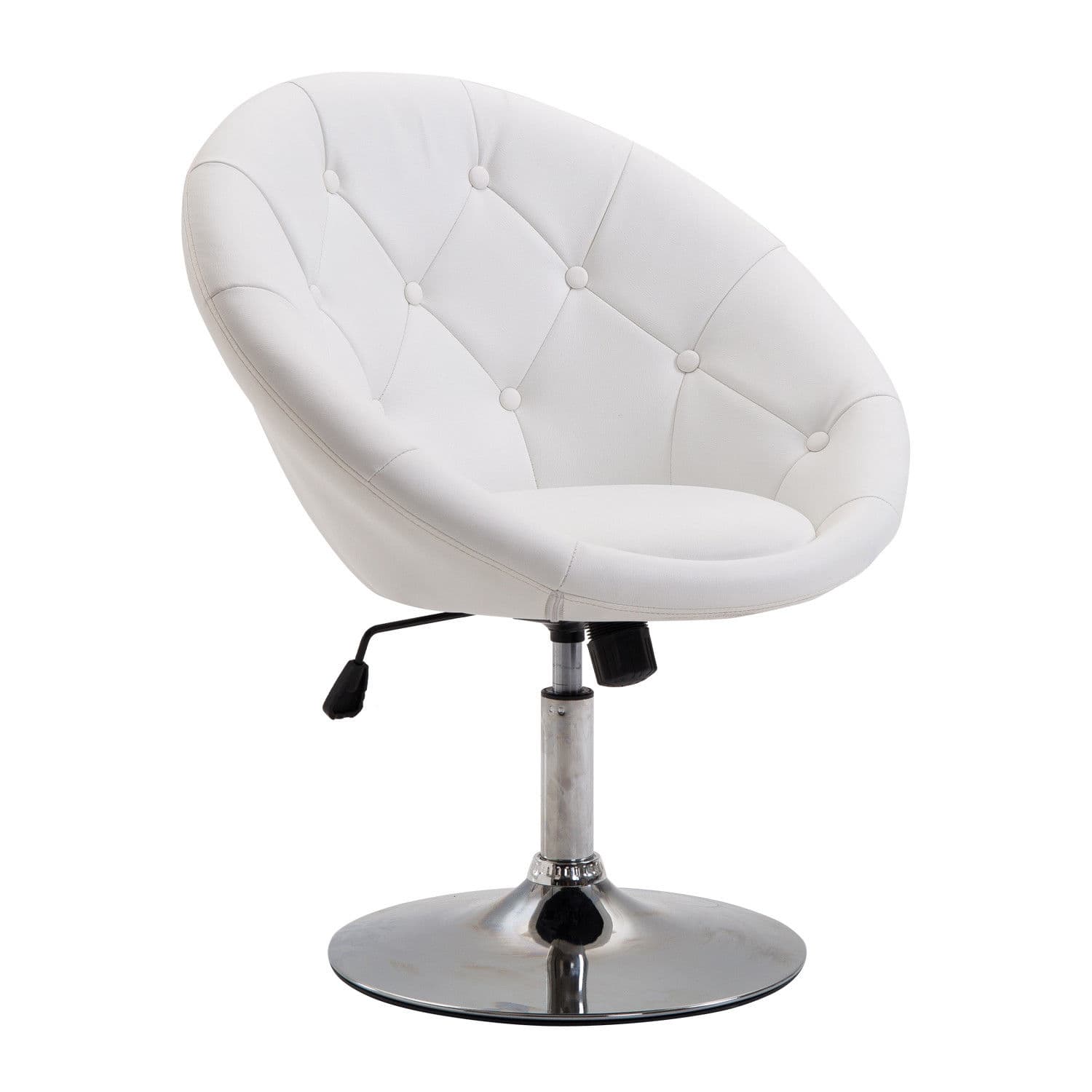 HOMCOM Tabouret de travail Tabouret pivotant Chaise de bureau réglable en hauteur, simili cuir + acier, noir/blanc, 71x59x78-90cm (Blanc)