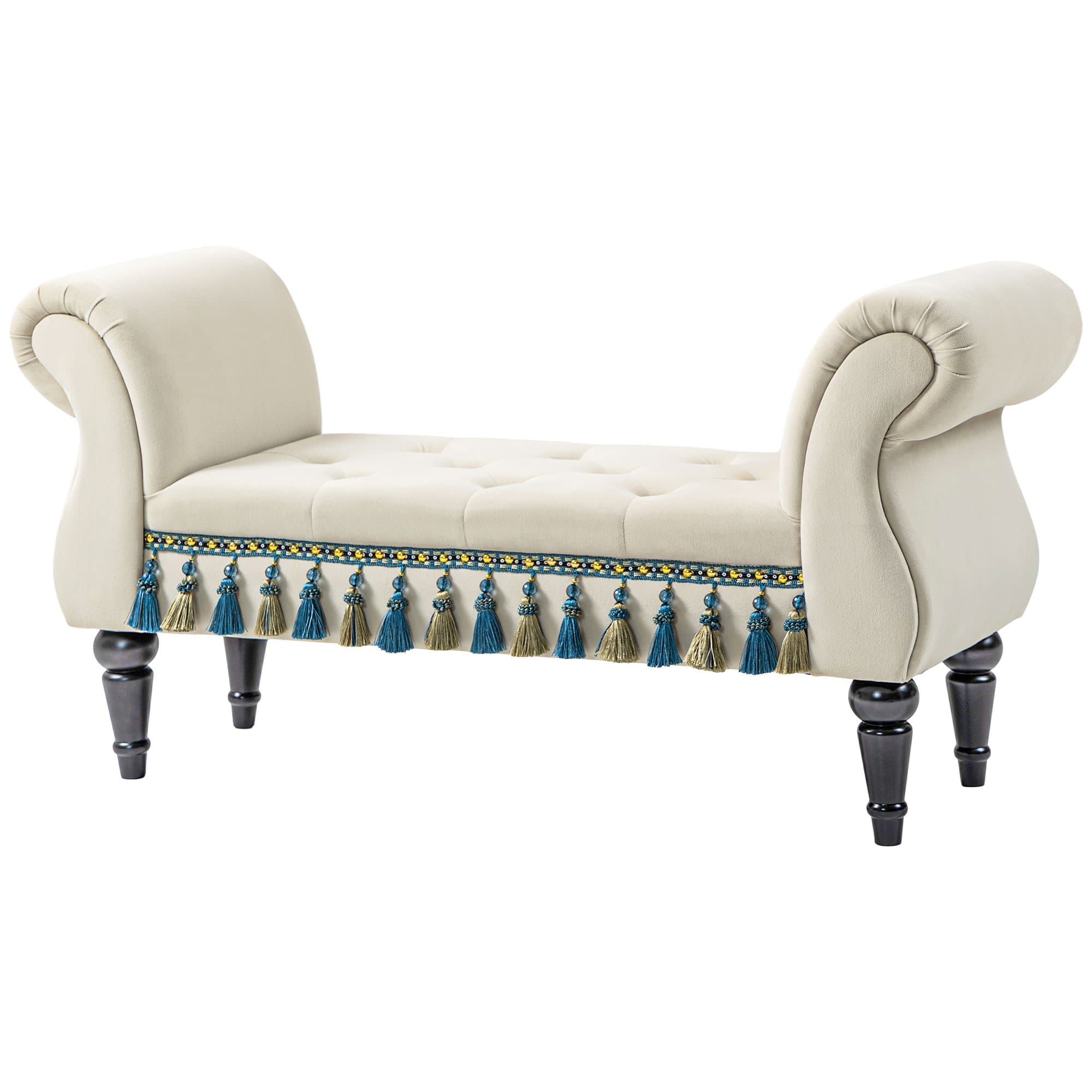 HOMCOM Banc rembourré, Sitzbank, Design vintage, jusqu'à 150 kg, 117x40x58 cm, Beige