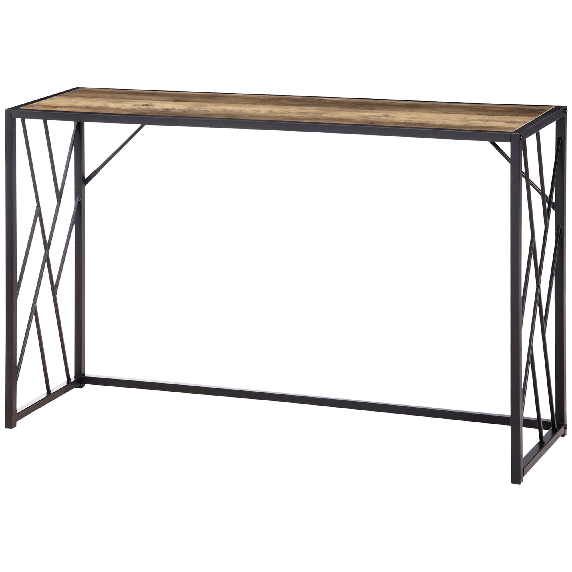 HOMCOM Console, Table d'entrée, Design industriel, cadre métallique robuste, 120 x 35 x 75 cm
