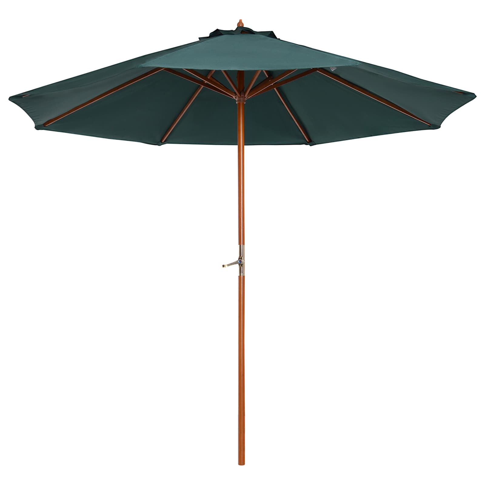 Outsunny Parasol en Bois pour Jardin avec Manivelle 2,5m Vert foncé