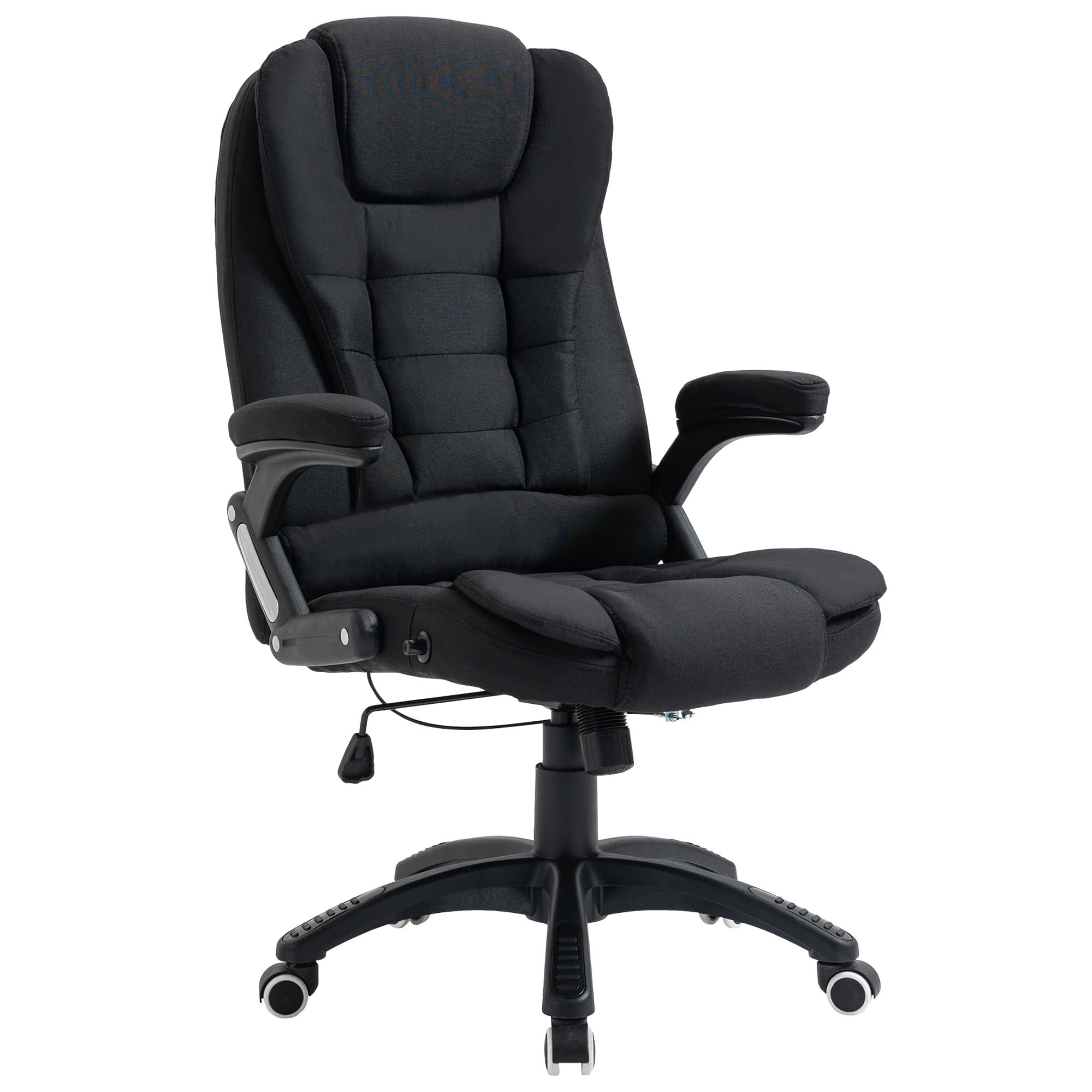 Vinsetto Bürostuhl Computerstuhl relaxant réglable en hauteur ergonomique pivotant 360° mousse plastique PP polyester de type lin Noir 65 x 72 x 100-120 cm