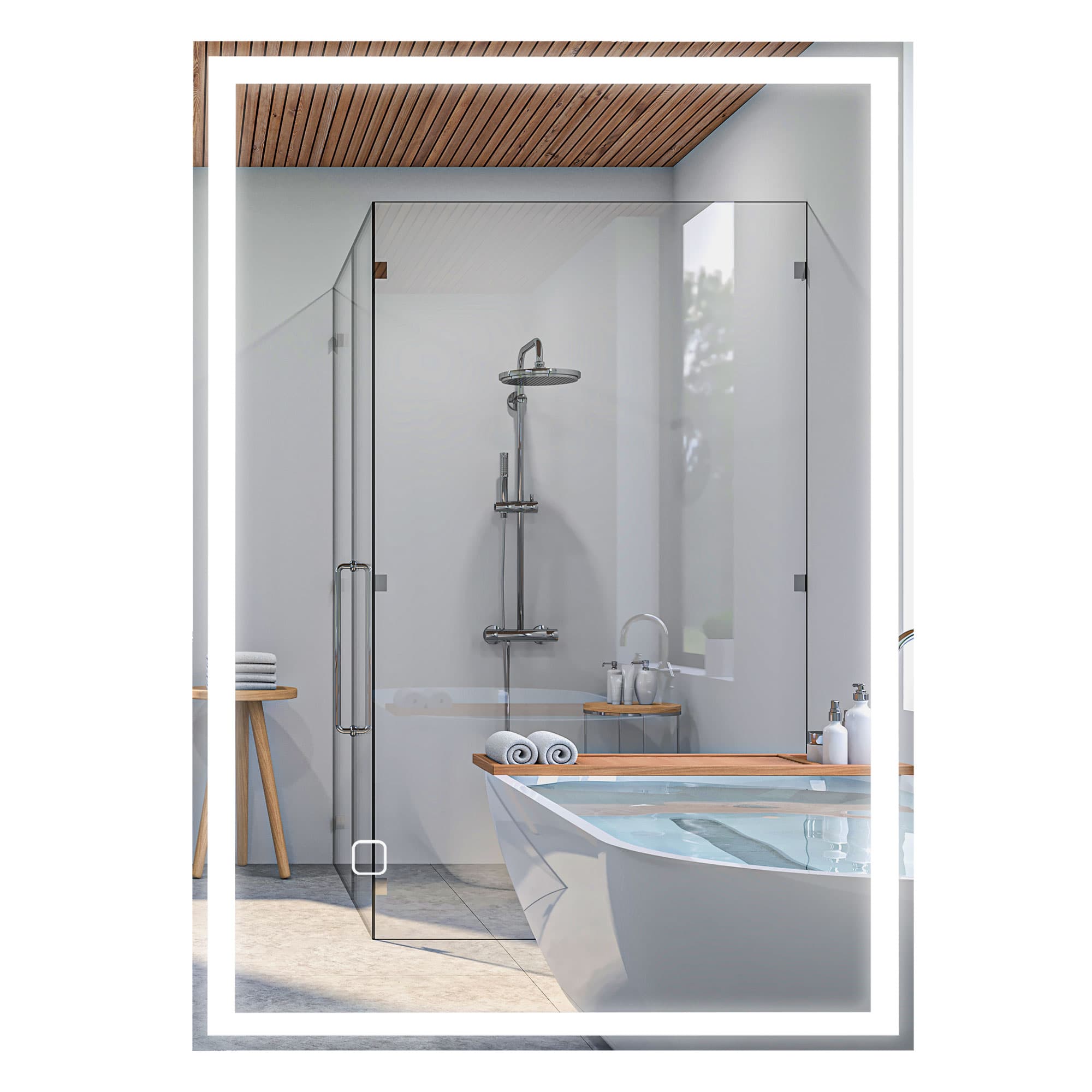 HOMCOM Miroir de salle de bain Miroir mural LED. Interrupteur tactile, Blanc