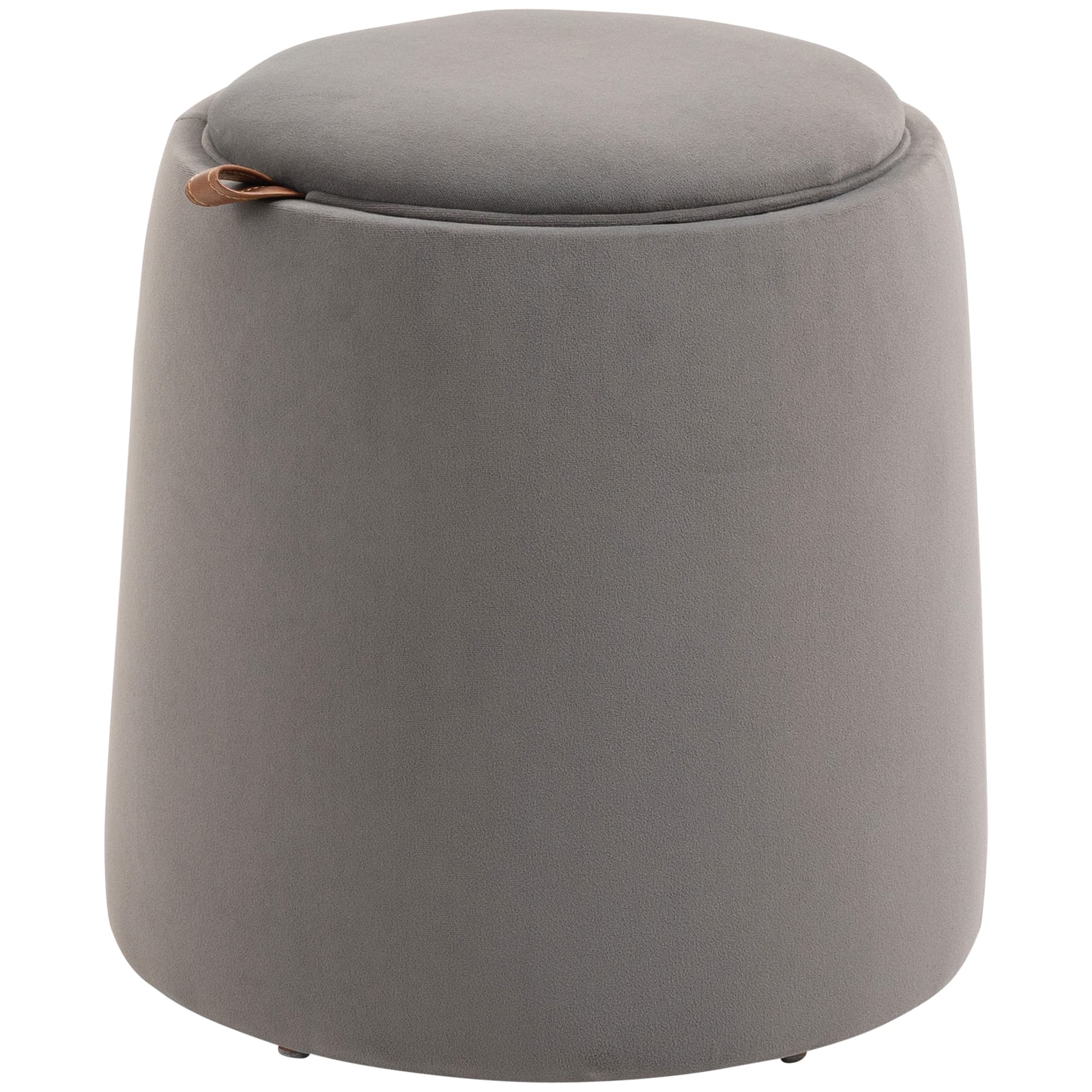 HOMCOM 2-en-1 Ottoman en Velours avec Espace de Rangement et Couvercle Amovible Φ44 cm x 47,5 cm Gris