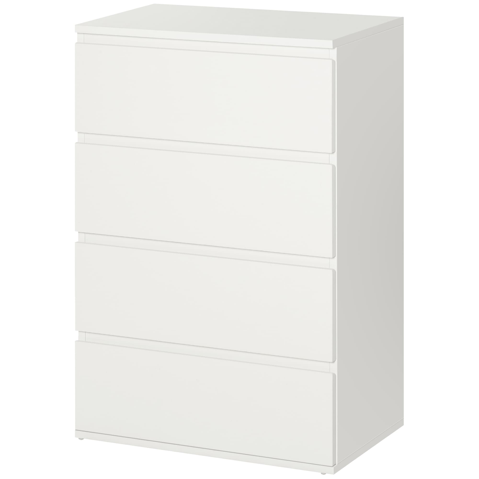 HOMCOM Commode Sideboard avec 4 tiroirs, 55 cm x 33 cm x 80 cm, Blanc