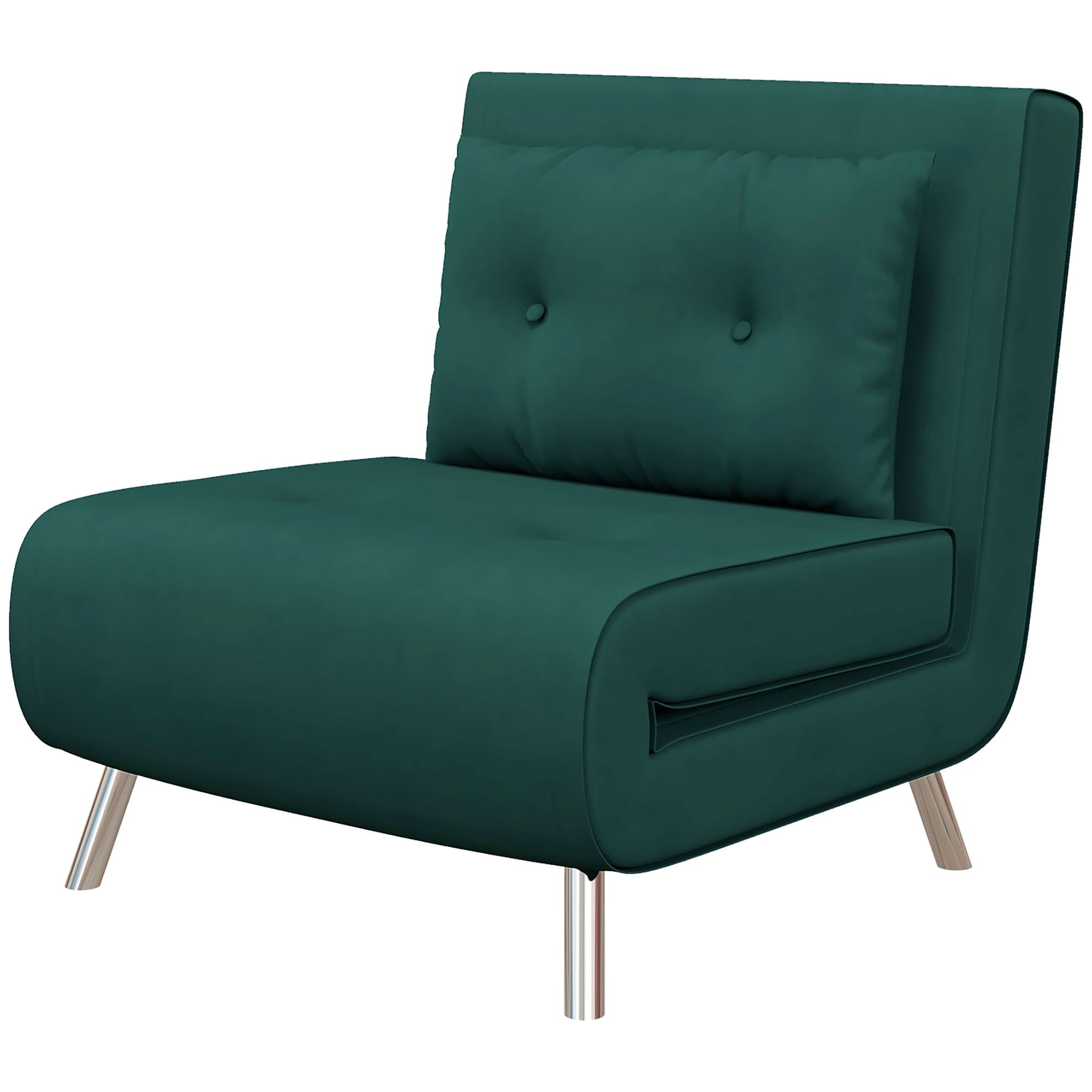 HOMCOM Fauteuil inclinable avec fonction lit Fauteuil de nuit, bouton capitonné, revêtement en lin, 77 cm x 88 cm x 83 cm, Vert