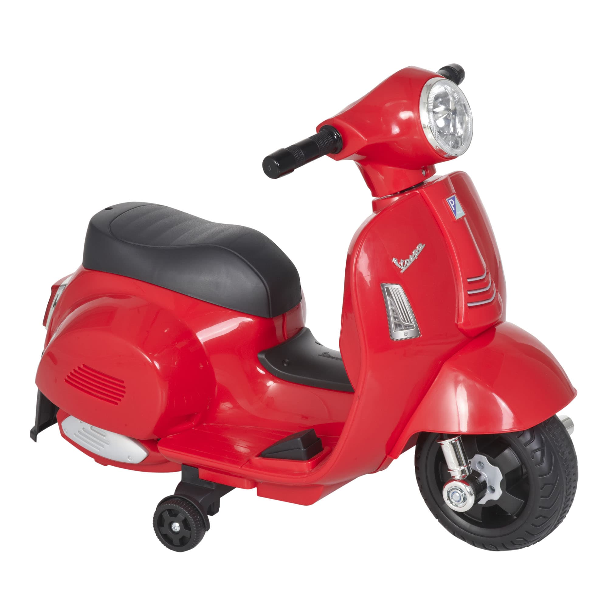 HOMCOM VESPA Moto électrique pour enfants Véhicule électrique 18-36 mois 3 km/h LED Sound Plastique-Métal Rouge 66,5 x 38 x 52 cm