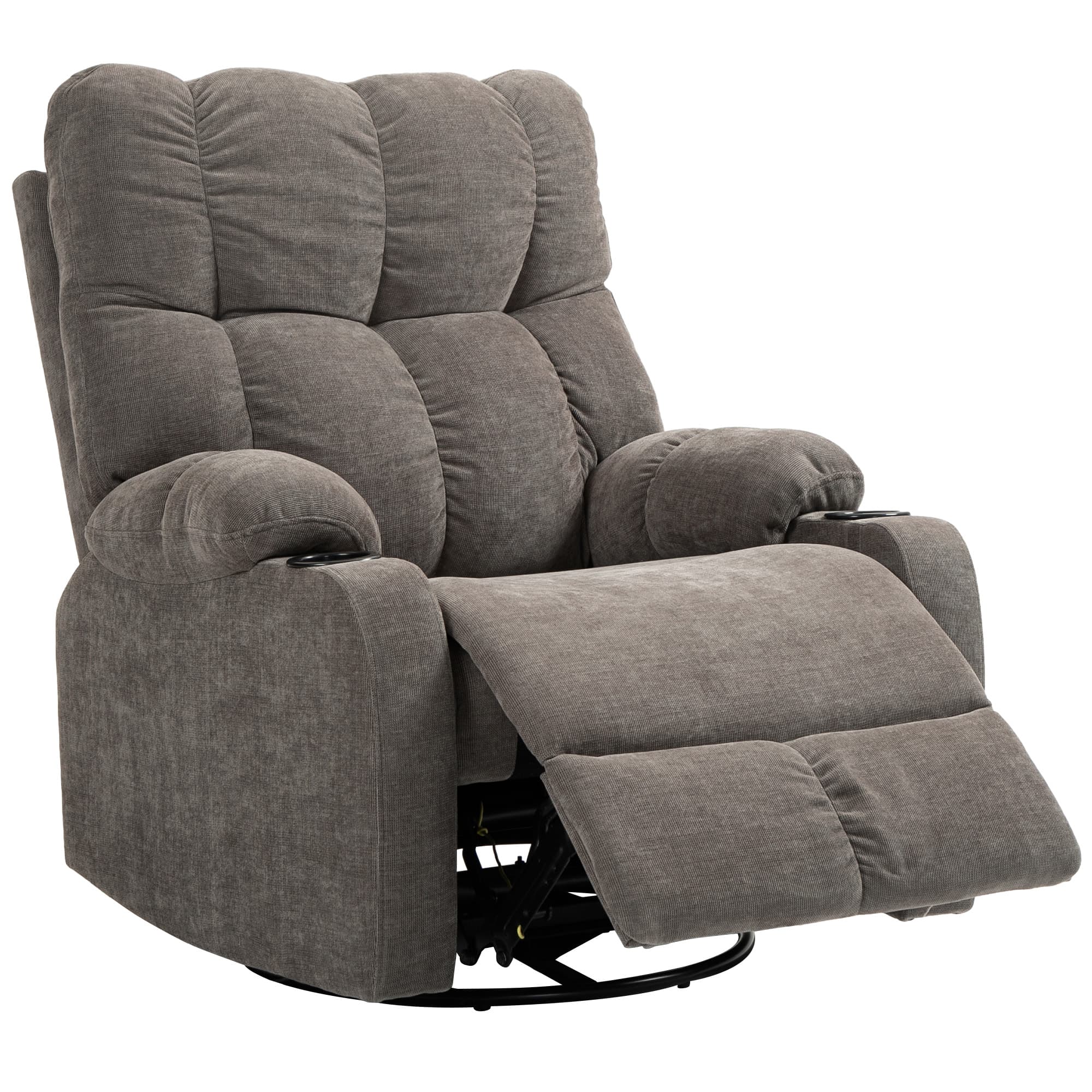 HOMCOM Fauteuil inclinable avec repose-pieds, fauteuil inclinable, pivotant, jusqu'à 150 kg, cadre en acier, 88x96x108cm, Marron Clair