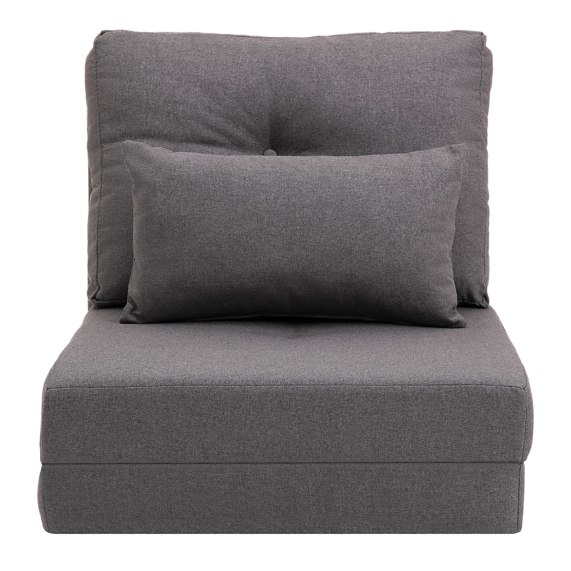HOMCOM Canapé de sol Matelas pliant, Design 2-en-1, coussin amovible, 60 x 80 x 56 cm, Gris foncé
