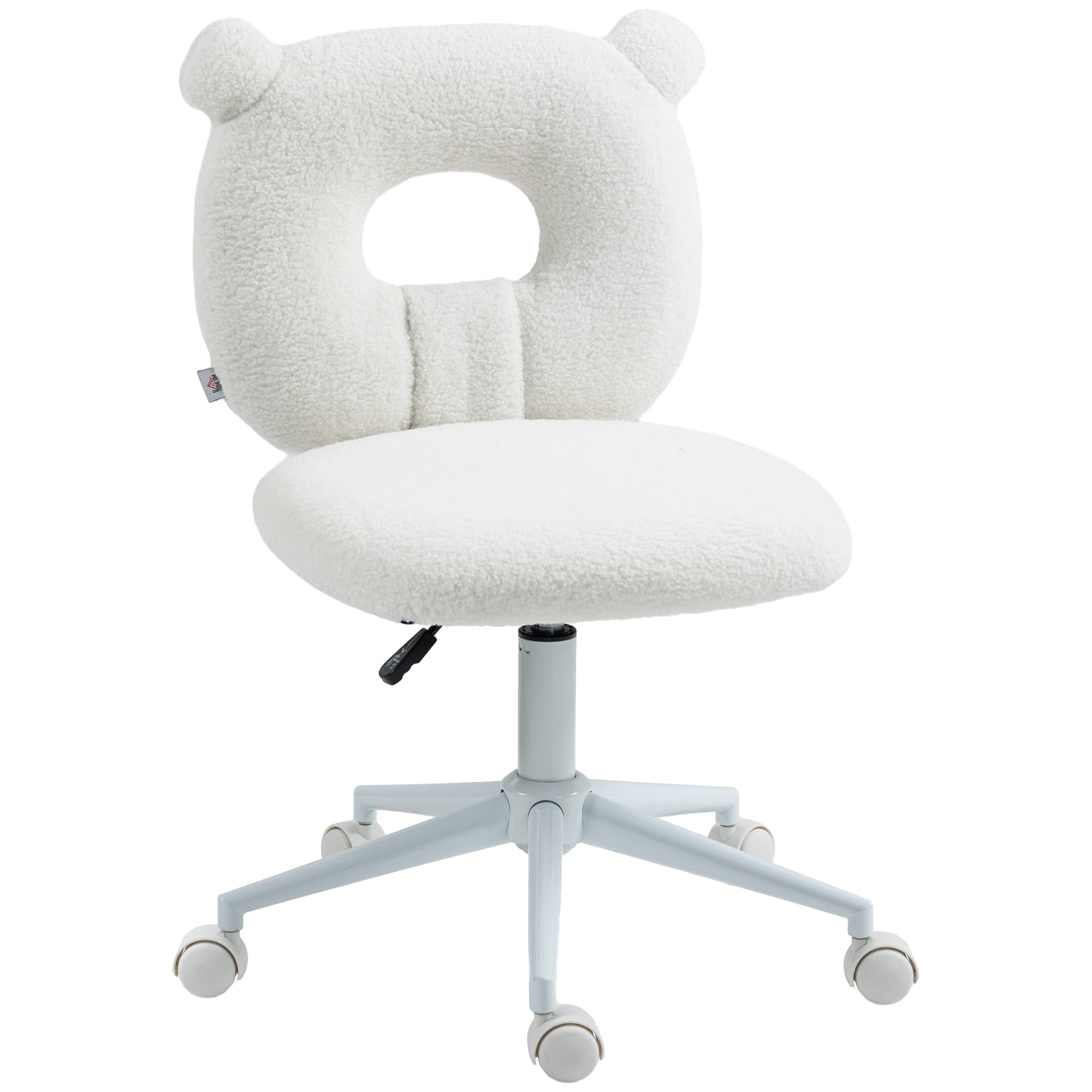 HOMCOM Chaise de Bureau Réglable en Hauteur, Teddy, 50 cm x 56 cm x 90 cm, Blanc