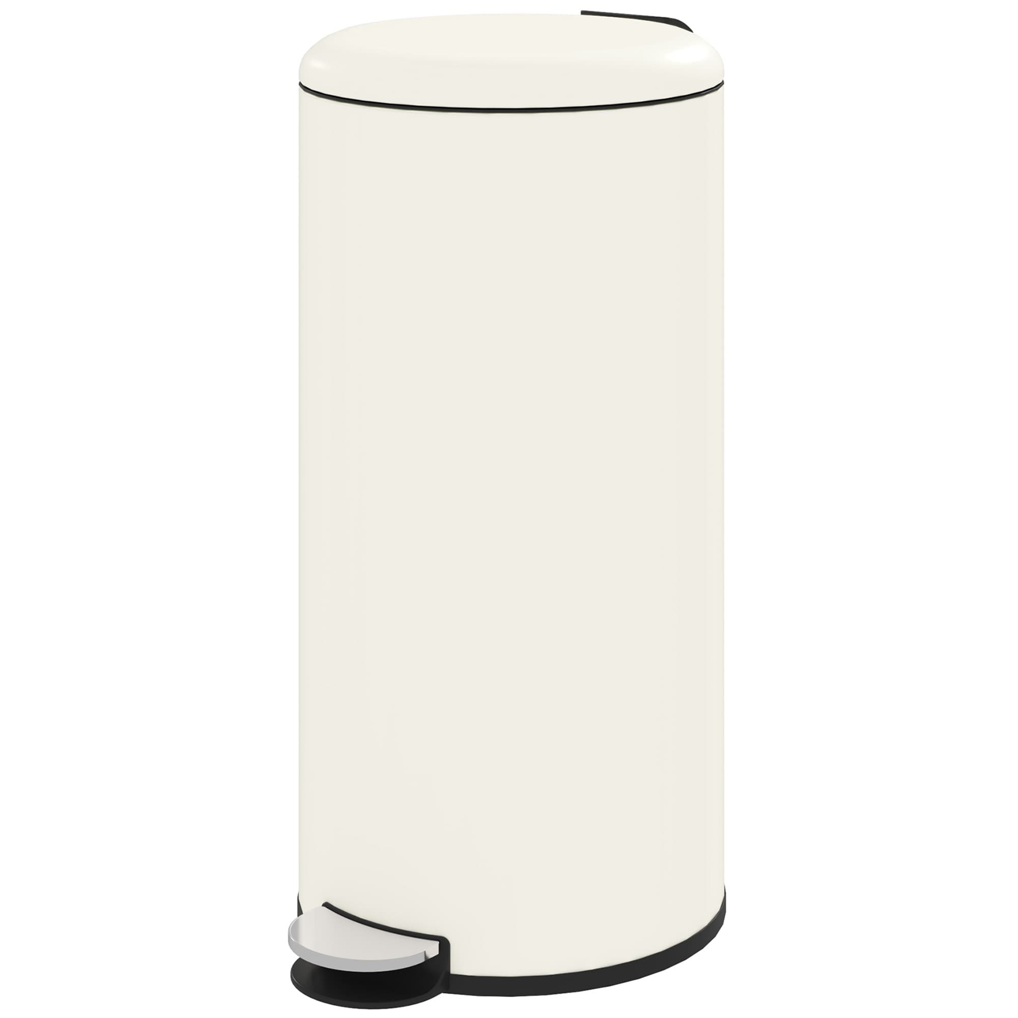 HOMCOM Poubelle 30L, poubelle à pédale, couvercle verrouillable, pédale, résistant aux taches, Blanc crème