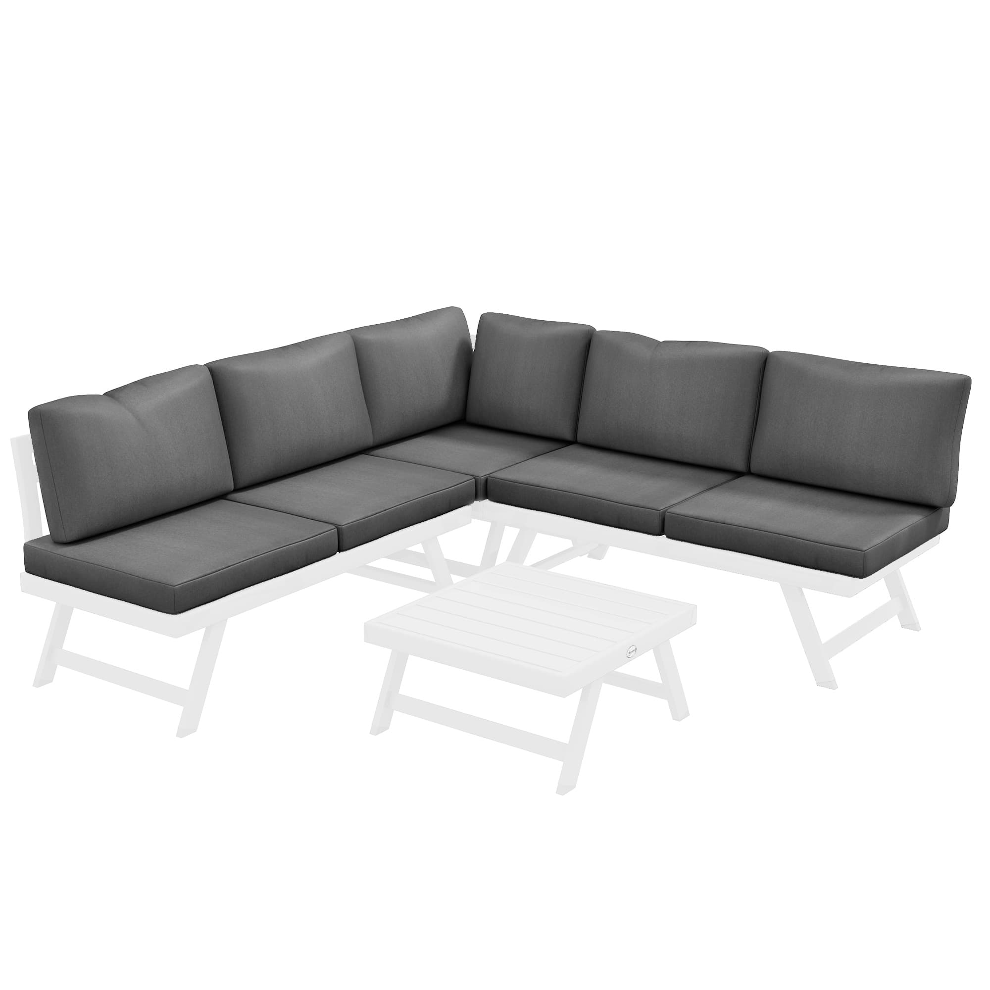 Outsunny Ensemble de salon de jardin 4 pièces, salon 4 pièces, 115 cm x 61 cm x 65 cm, Gris + Blanc