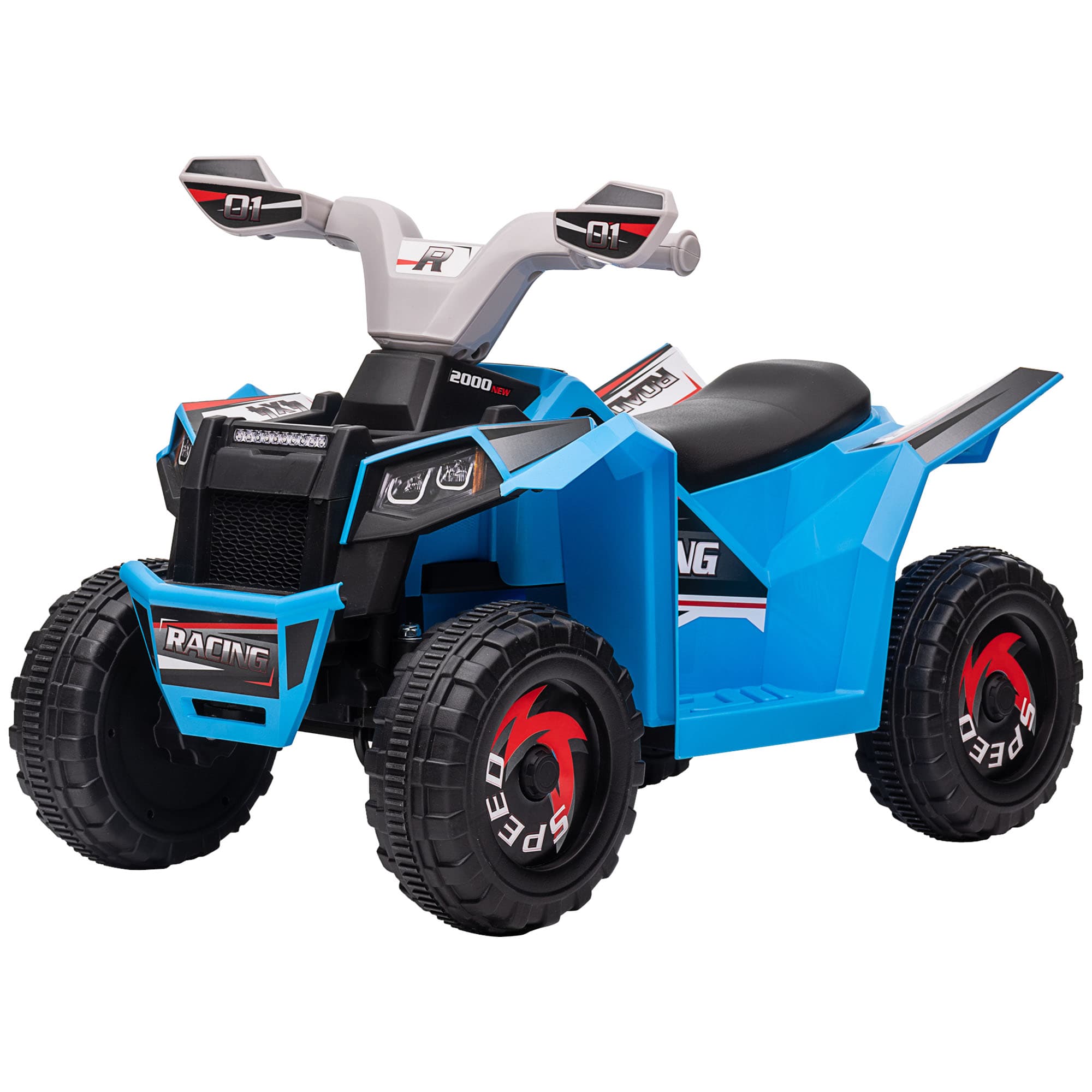 HOMCOM Quad électrique pour enfants, 2,5 km/h, marche avant & arrière, pour 18-36 mois, Bleu
