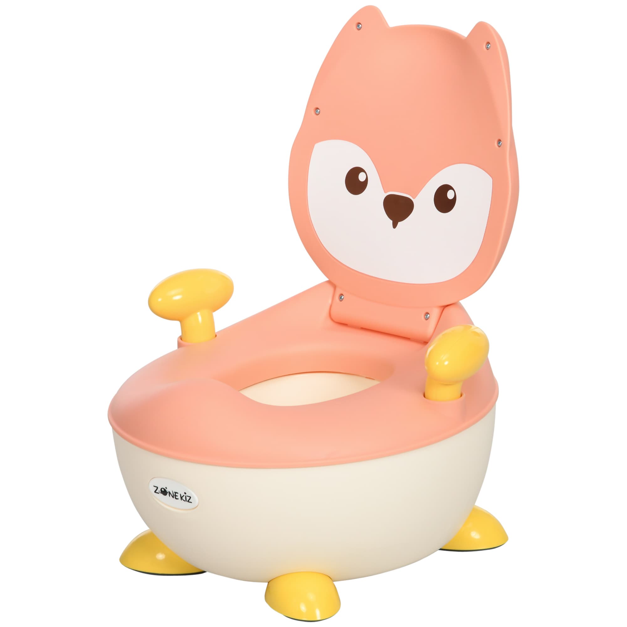 ZONEKIZ Pot pour Enfants de 0,5 à 3 Ans, Antidérapant, Pot Intérieur, Pare-éclaboussures, Design Renard, 34,5 x 35 x 23 cm