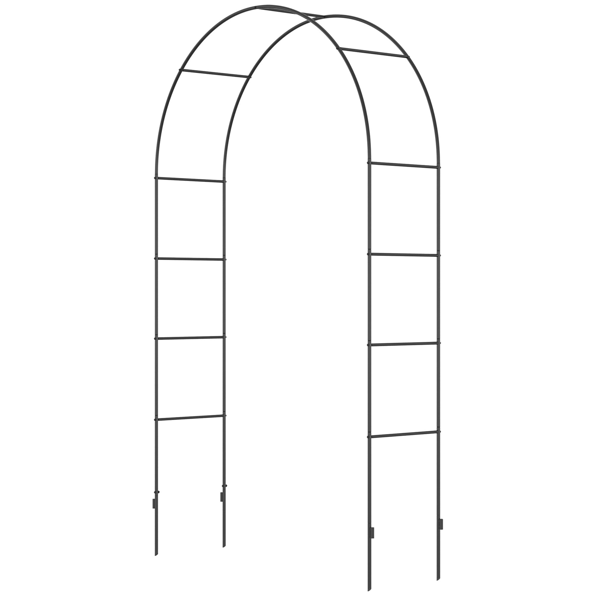 Outsunny Arche de jardin, arche à rosiers, arche grimpante, treillis métallique, noir, 1,40 x 0,40 x 2,40 m