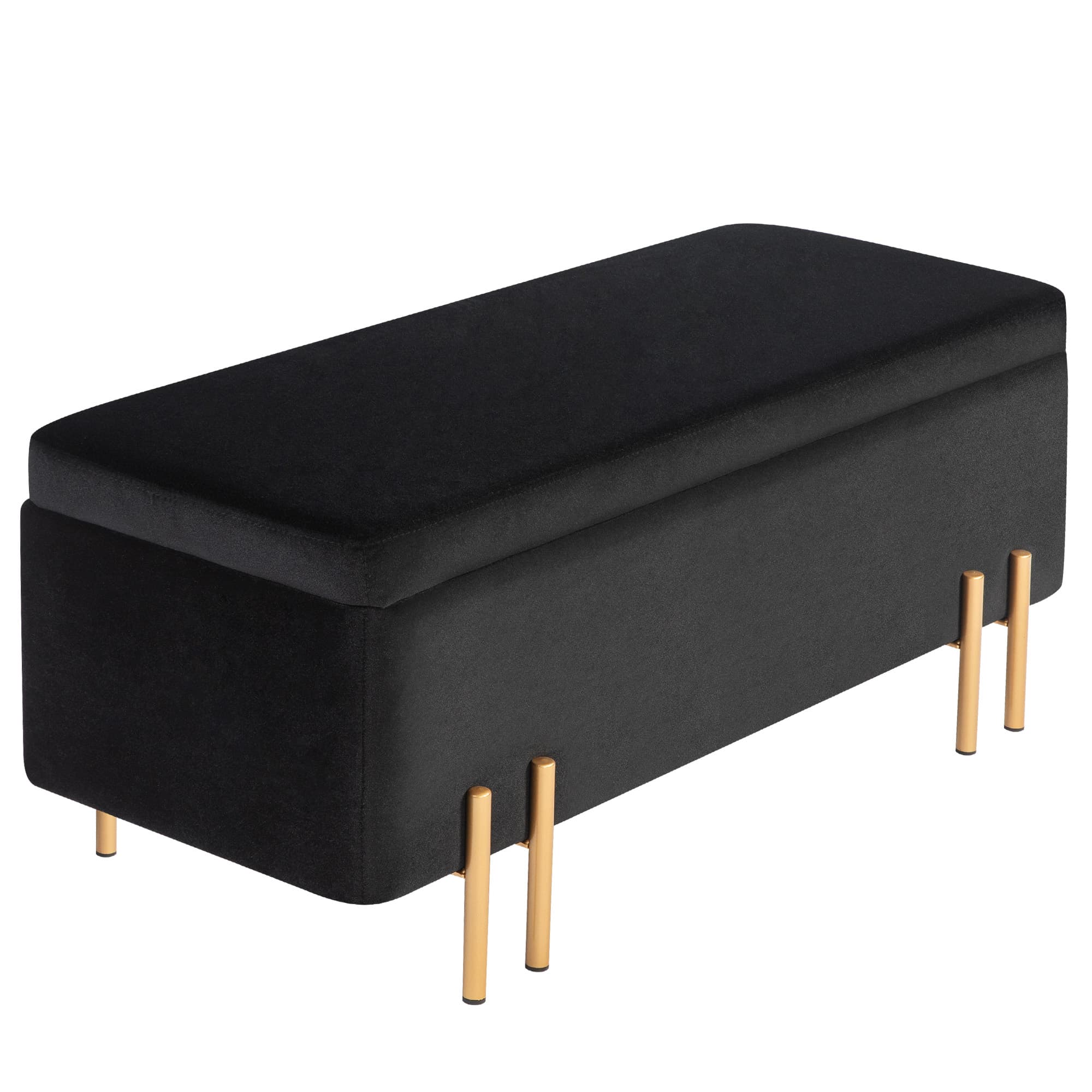 HOMCOM Banquette, Banquette rembourrée avec rangement, Métal, Bois de caoutchouc, Mousse, 100 x 40 x 42 cm, Noir