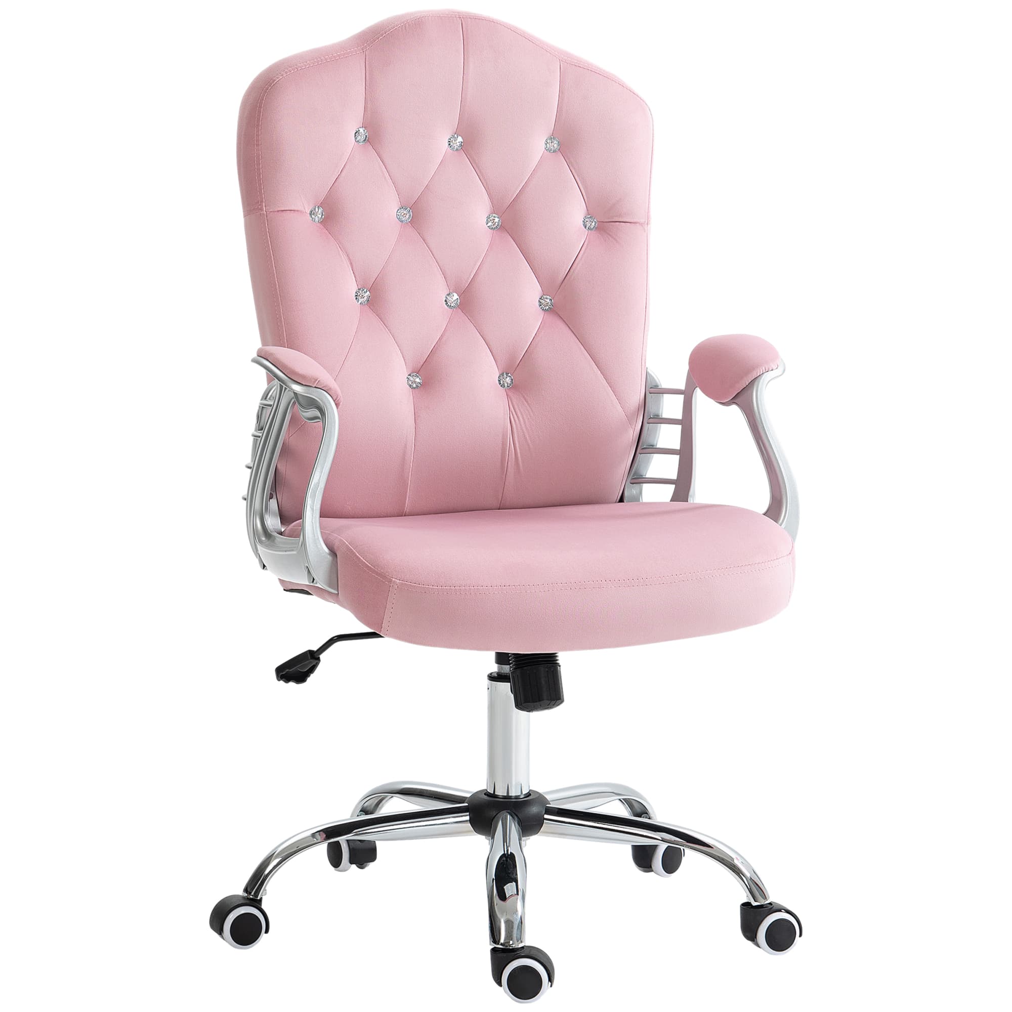Vinsetto Chaise de Bureau, dossier inclinable, hauteur réglable, aspect velours, jusqu'à 120 kg, Rose
