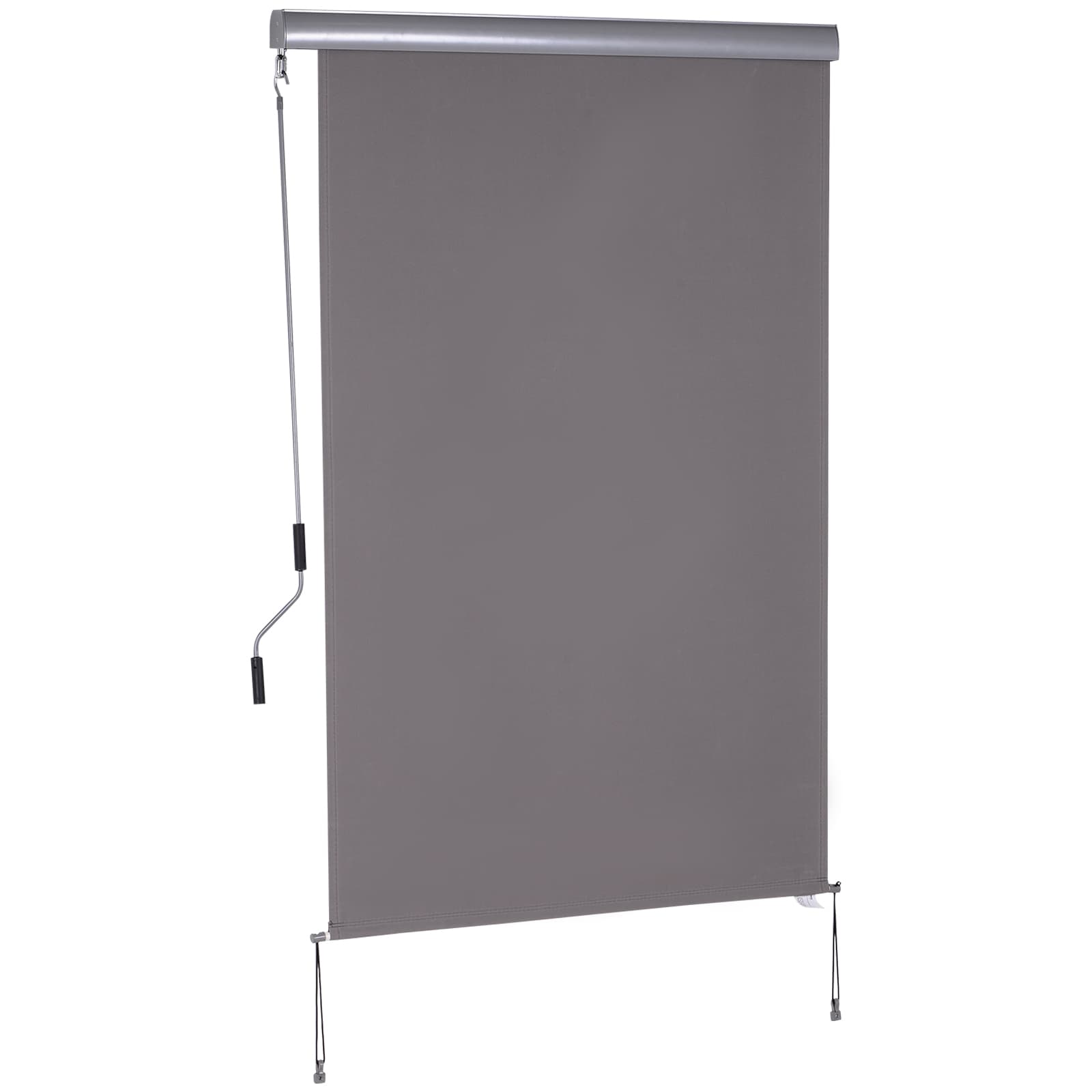 Outsunny Store Vertical Balcon Store Vertical Pare-Vent Store Latéral Protection Visuelle avec Manivelle Tissu Polyester+Aluminium Gris 200 x 120 cm
