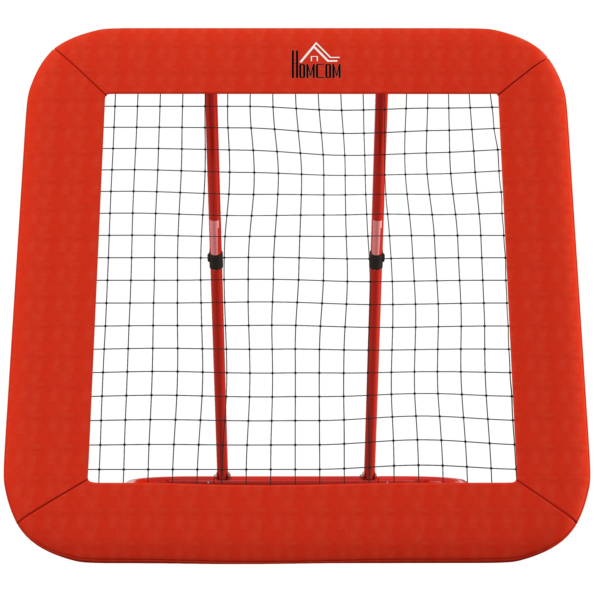 HOMCOM Filet de rebond de football, réglable, pliable, cadre métallique, filet en PE tout temps, inclus piquets, Rouge