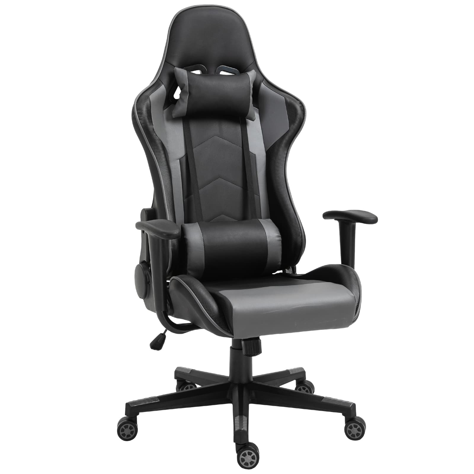 Vinsetto Chaise de Bureau Ergonomique, Chaise de Jeu, Chaise Pivotante, Similicuir, Mousse, Noir, 67,5 x 74 x 126-136 cm