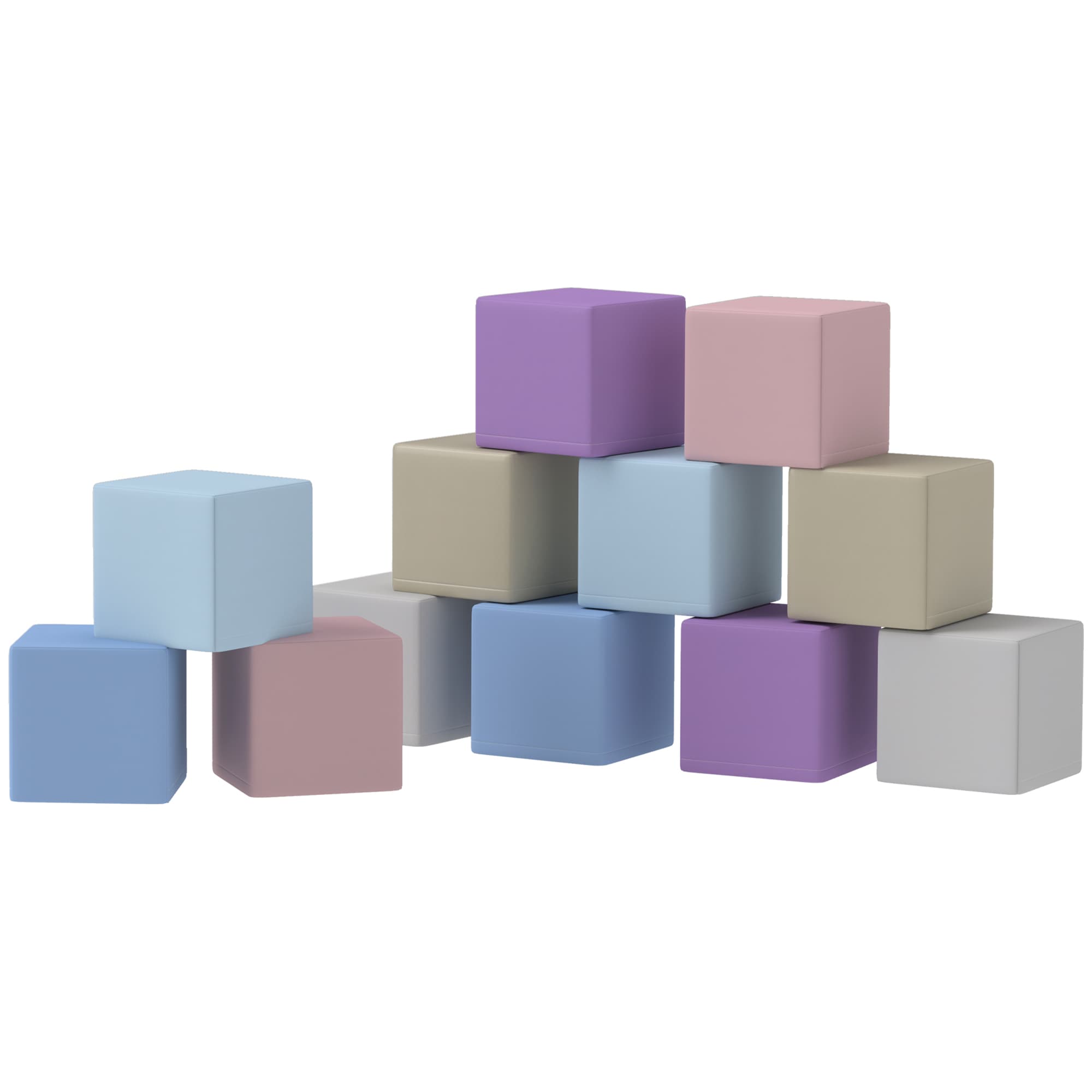 HOMCOM Softbausteine, 12 Cubes de 20 x 20 x 20 cm, Facile à Nettoyer, Sécurité Enfant, pour 1-3 Ans, Similicuir
