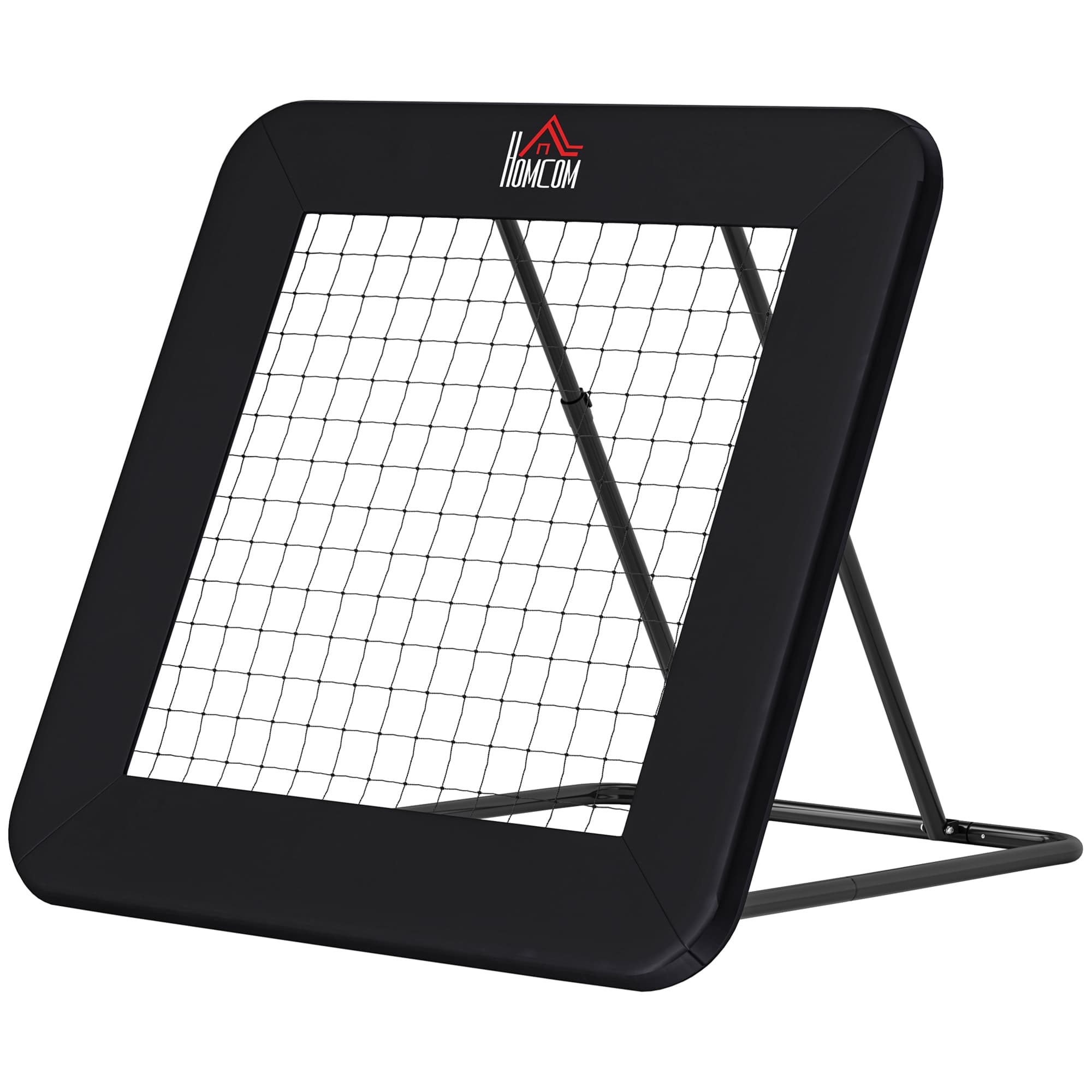 HOMCOM Rebounder de Football Pliable avec Bord de Protection, Ajustable en 5 Hauteurs, Mur de Rebond pour Handball, Volleyball et Basketball Noir