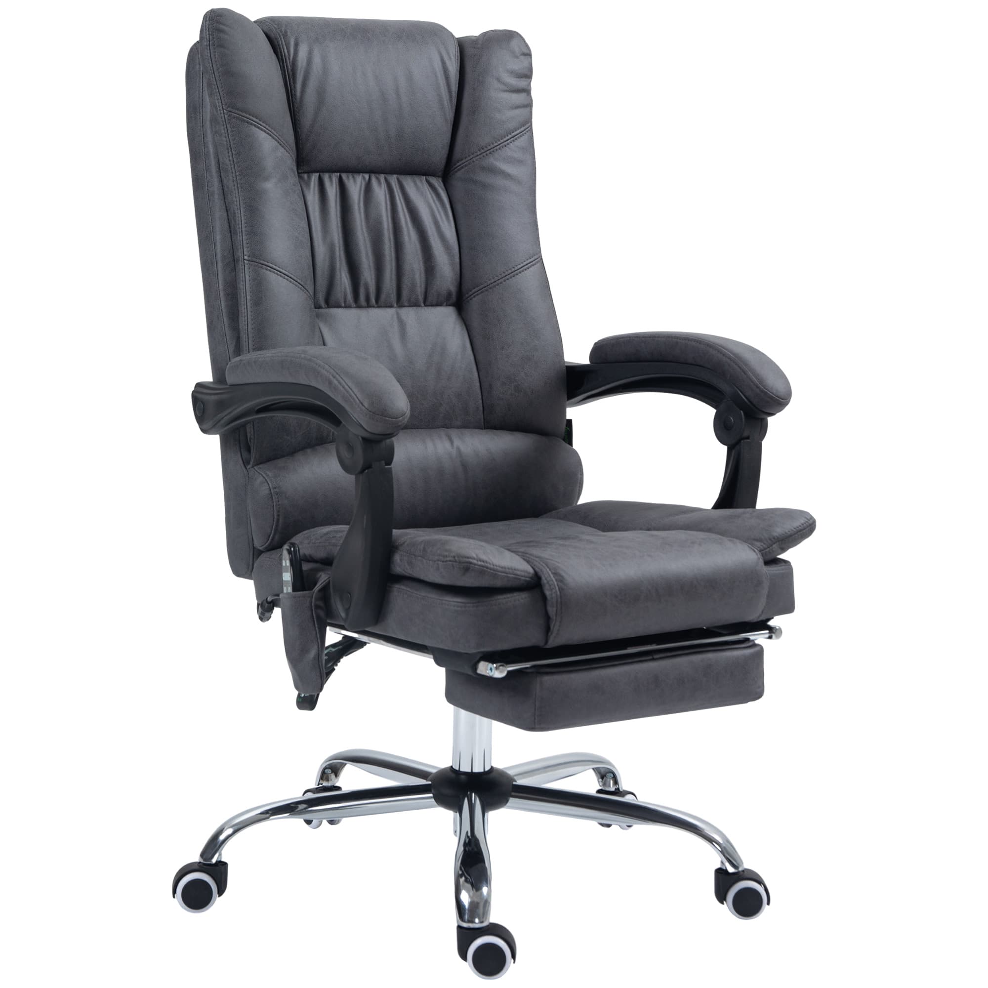 Vinsetto Chaise de bureau de massage avec fonction de massage, y compris repose-pieds, réglable en hauteur, 64 cm x 70 cm x 118 cm, Gris foncé