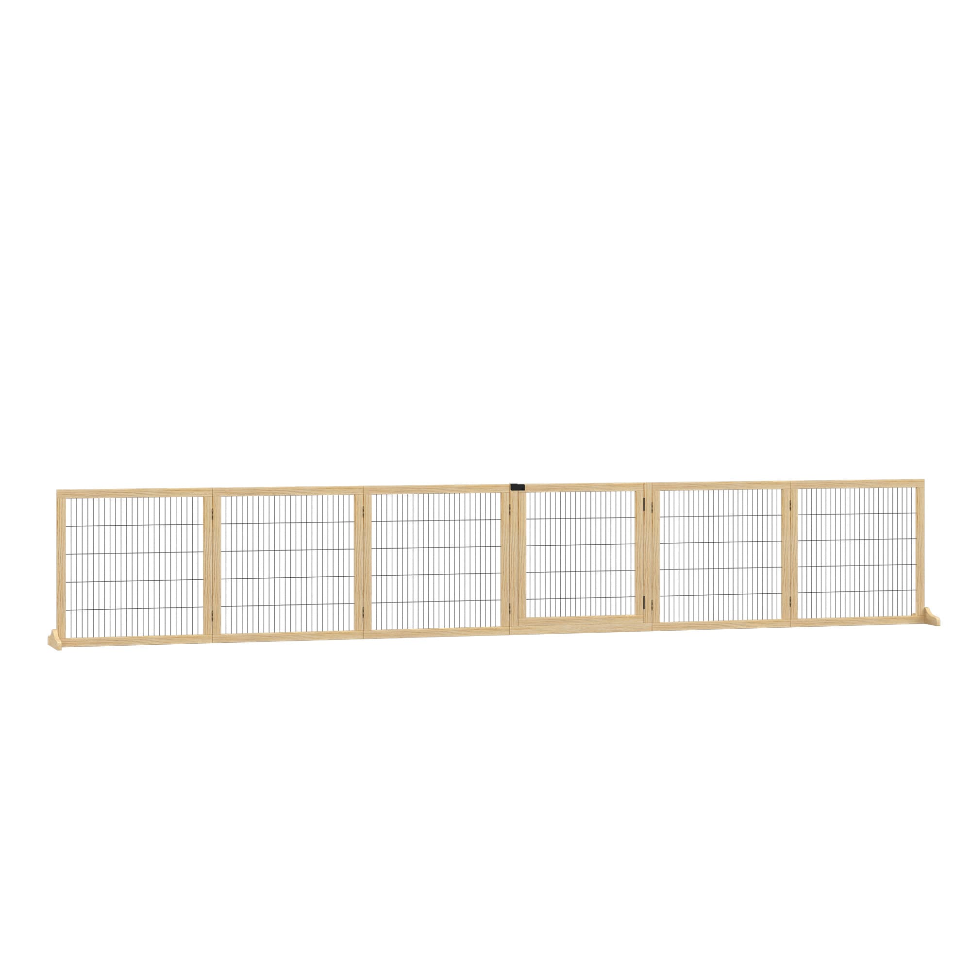 PawHut Barrière de Sécurité pour Animaux en Bois, Pliable 432 x 36 x 70 cm, Bois Naturel