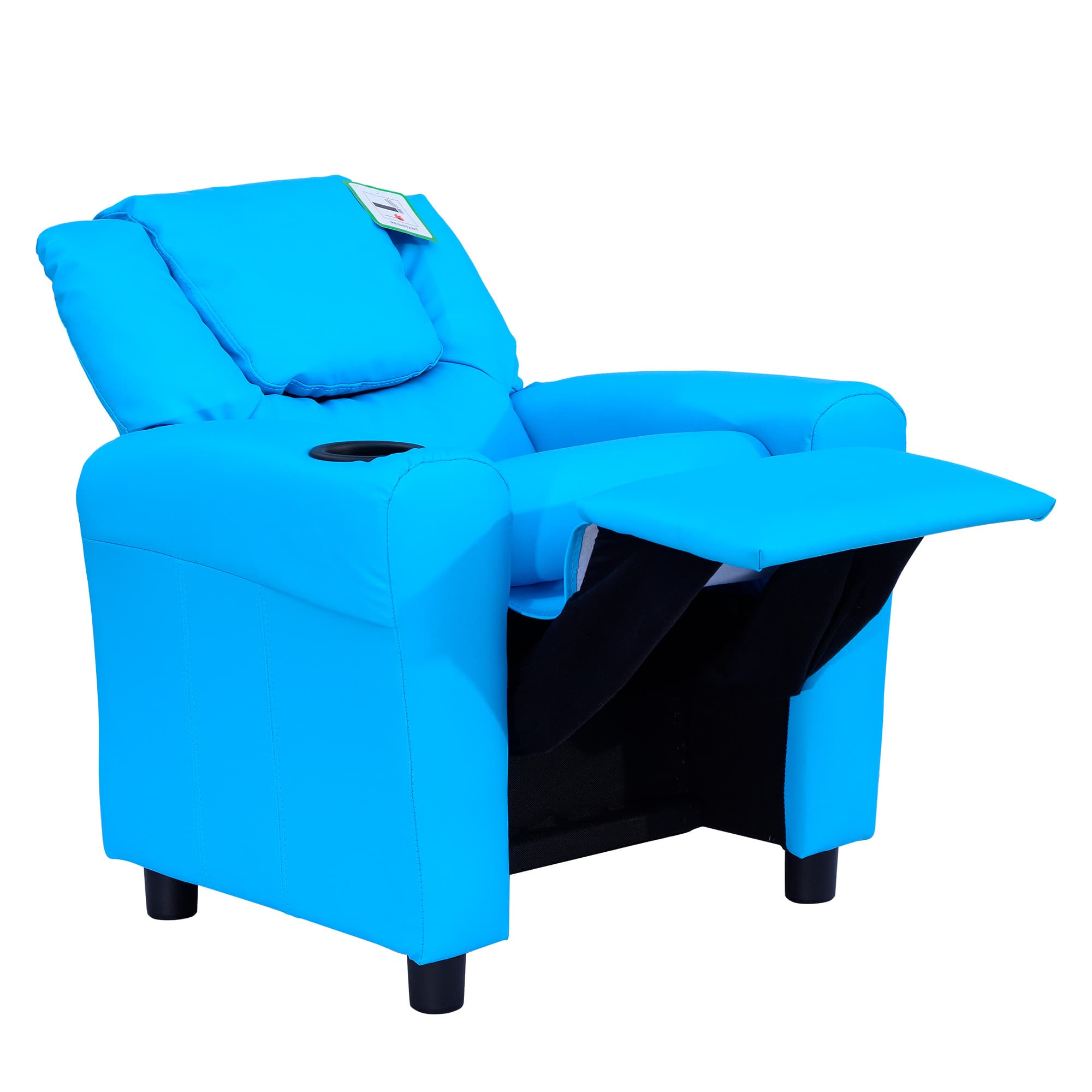 HOMCOM Fauteuil pour Enfants avec Dossier Inclinable 62 x 52 x 69cm Cadre en Bois Massif Bleu