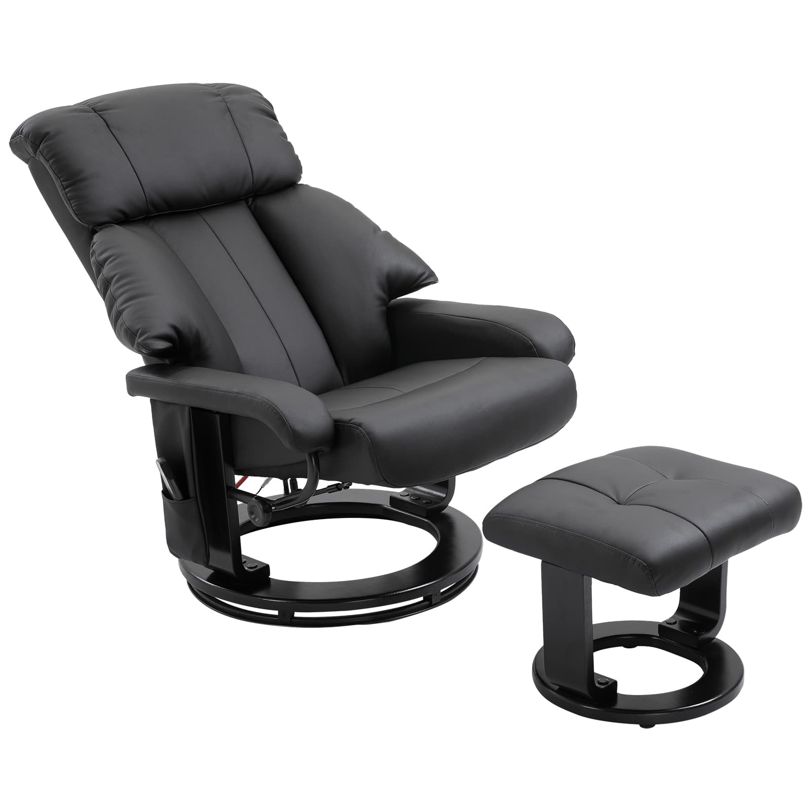 HOMCOM Fauteuil de massage Fauteuil de télévision avec fonction inclinable avec repose-pieds en polyester velouté Noir 76x80x102cm