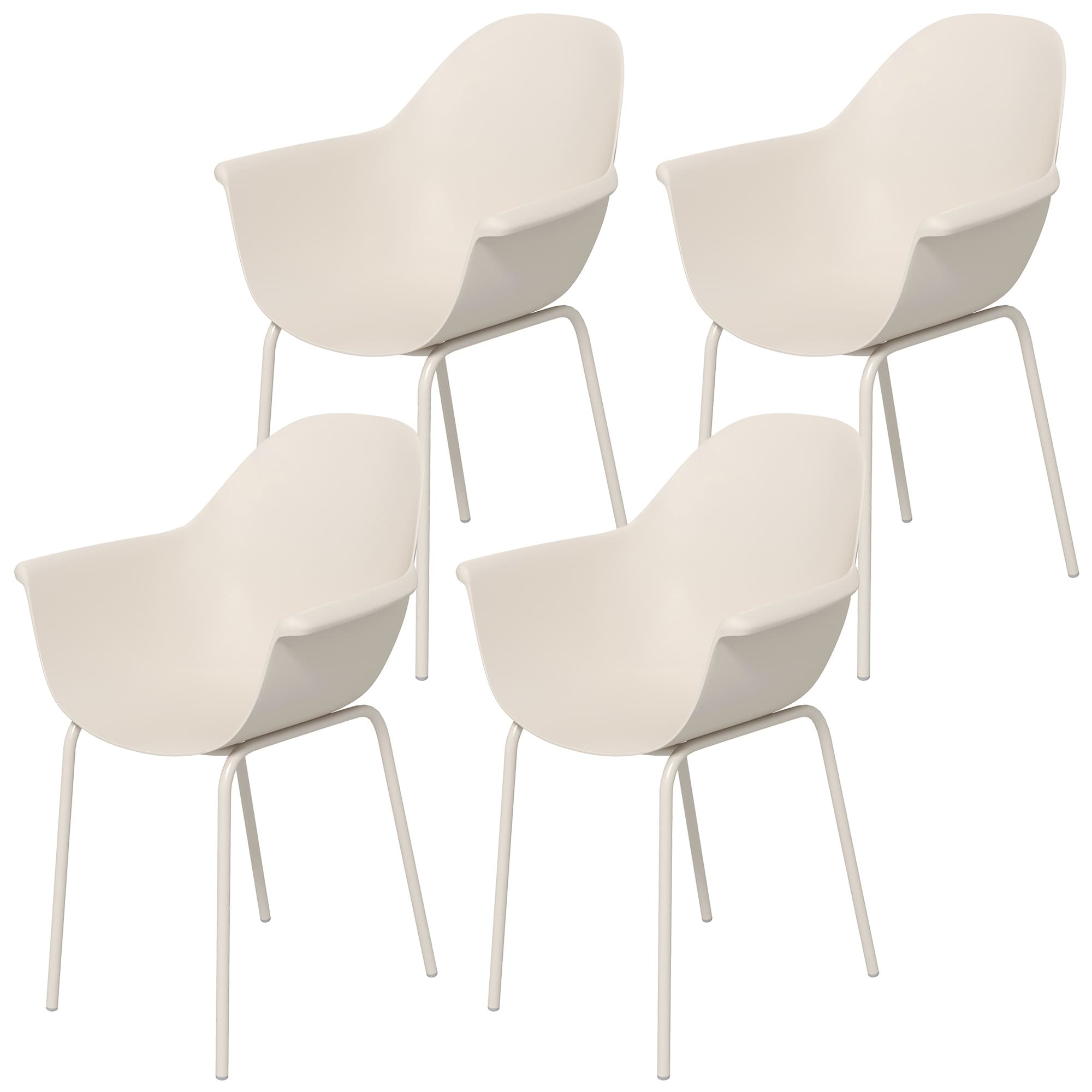 Outsunny Ensemble de 4 chaises de jardin en plein air, design moderne, 59 cm x 55 cm x 84 cm, Gris