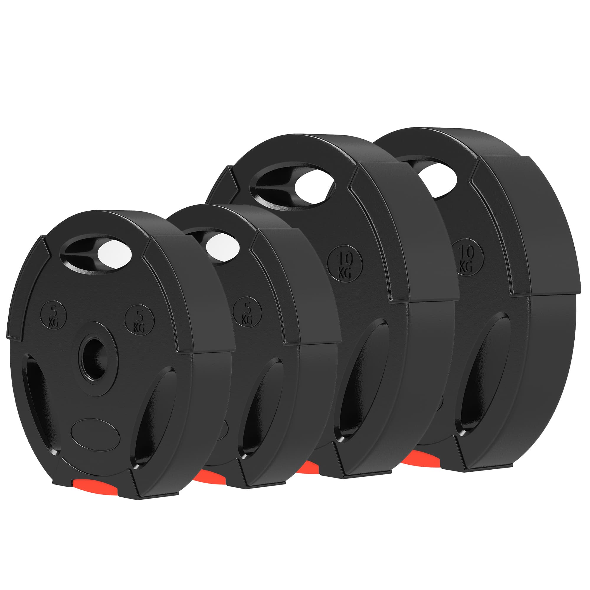 SPORTNOW Ensemble de 4 disques de poids pour entraînement, salle de sport, entraînement à domicile, renforcement musculaire, 2 x 10 kg et 2 x 5 kg, Noir