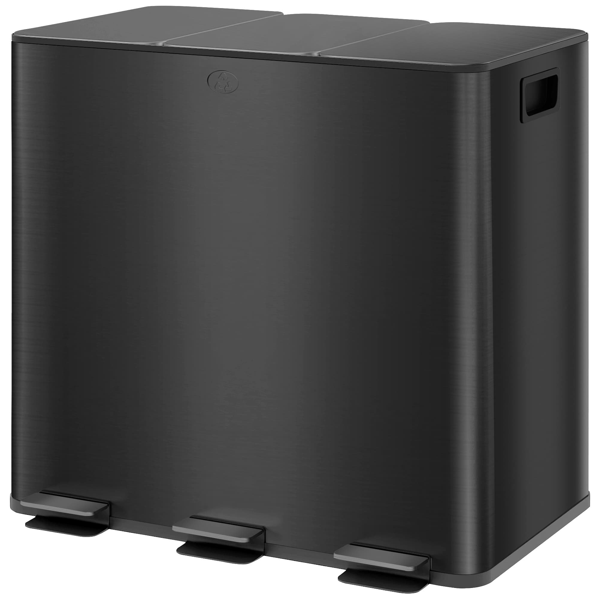 HOMCOM Poubelle avec 3 x 15L de compartiments, couvercles de désodorisant, anti-empreintes digitales, fermeture douce, amovible, Noir