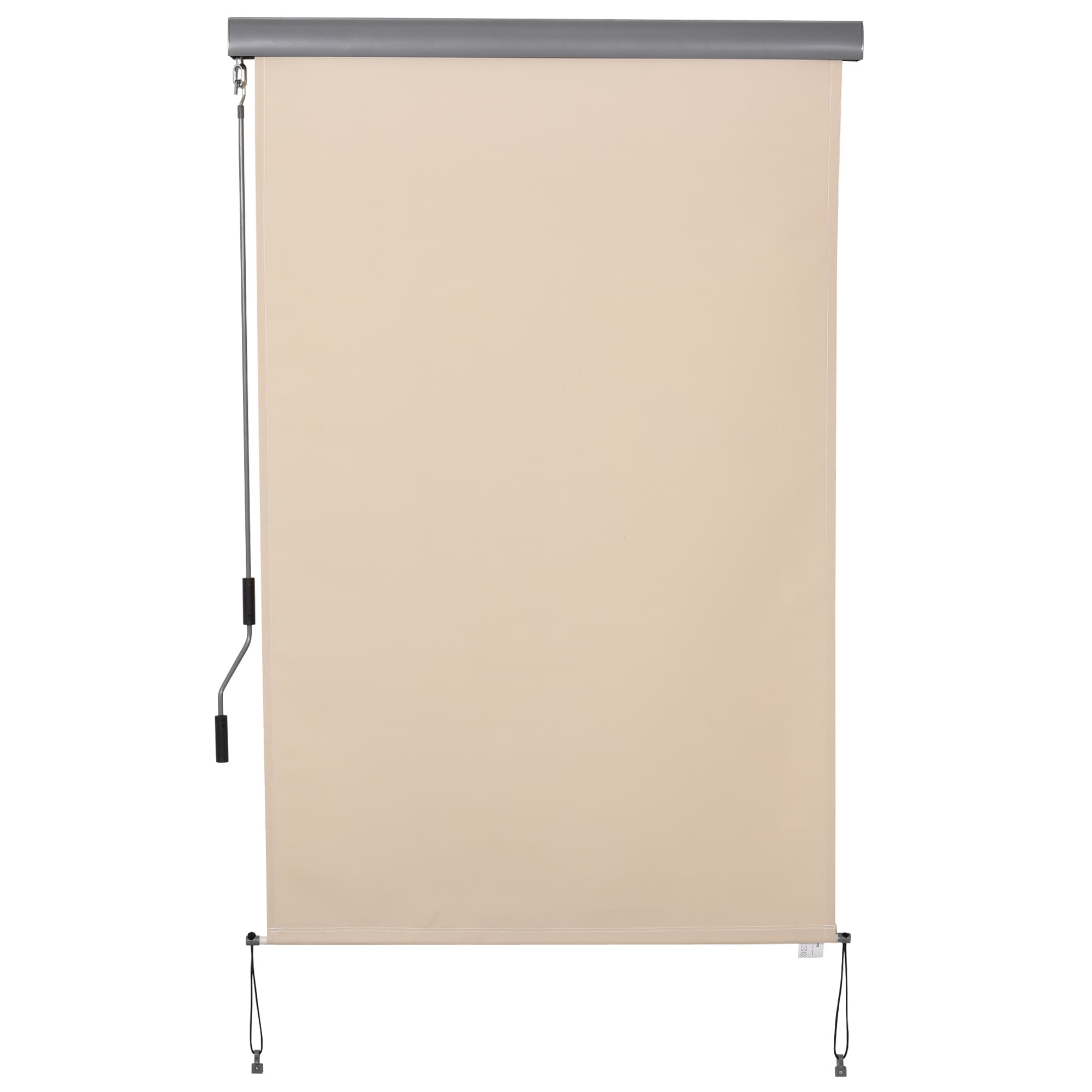 Outsunny Palissade Verticale pour Balcon Pare-soleil Bloque-vent Pare-vue avec manivelle Tissu en polyester + Aluminium Blanc crème 200x120cm