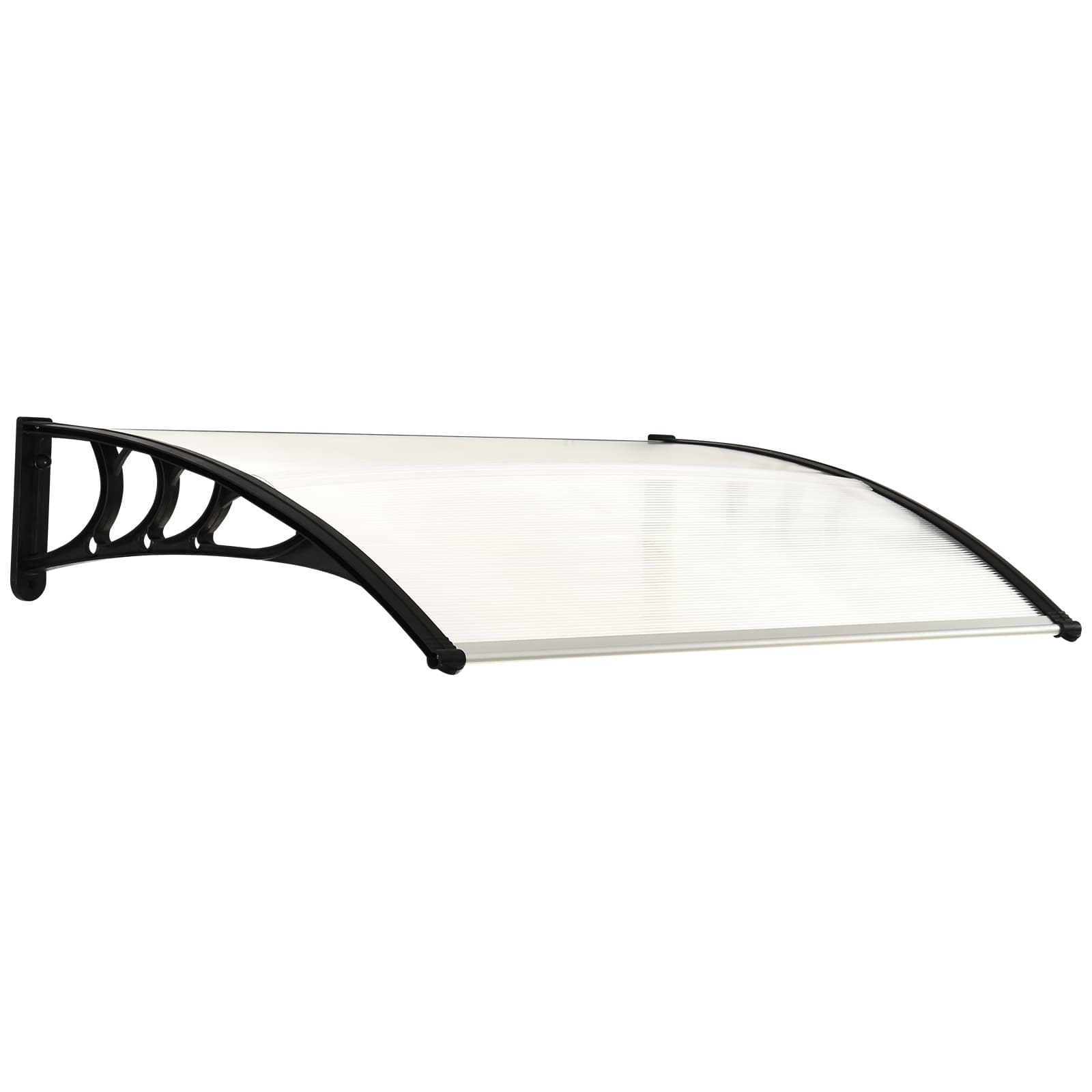 Outsunny Marquise de porte 75 x 100 cm Auvent en pente en polycarbonate Blanc