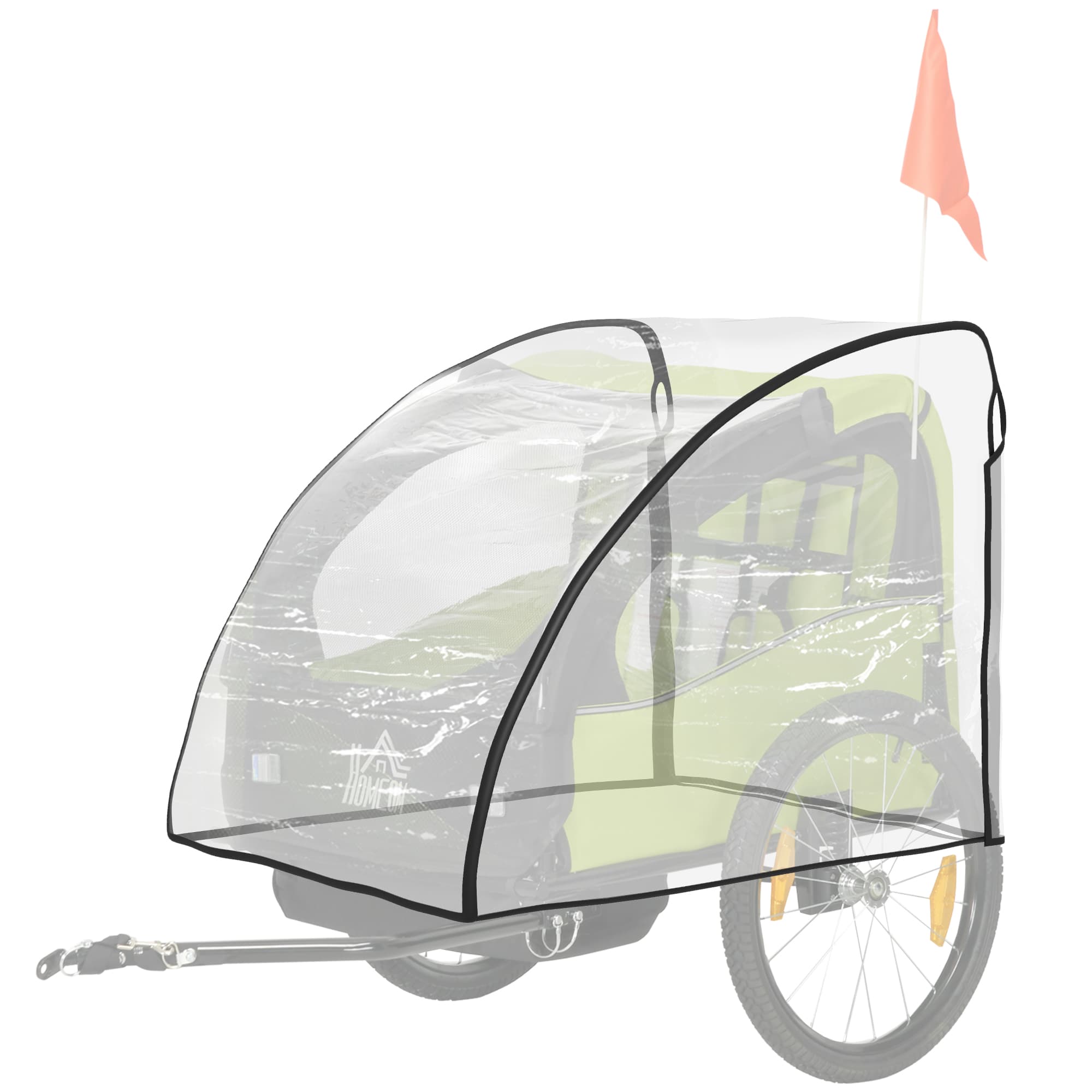 HOMCOM Protection contre la pluie pour remorque enfant, avec fenêtre, 76 x 61 x 61 cm, transparent